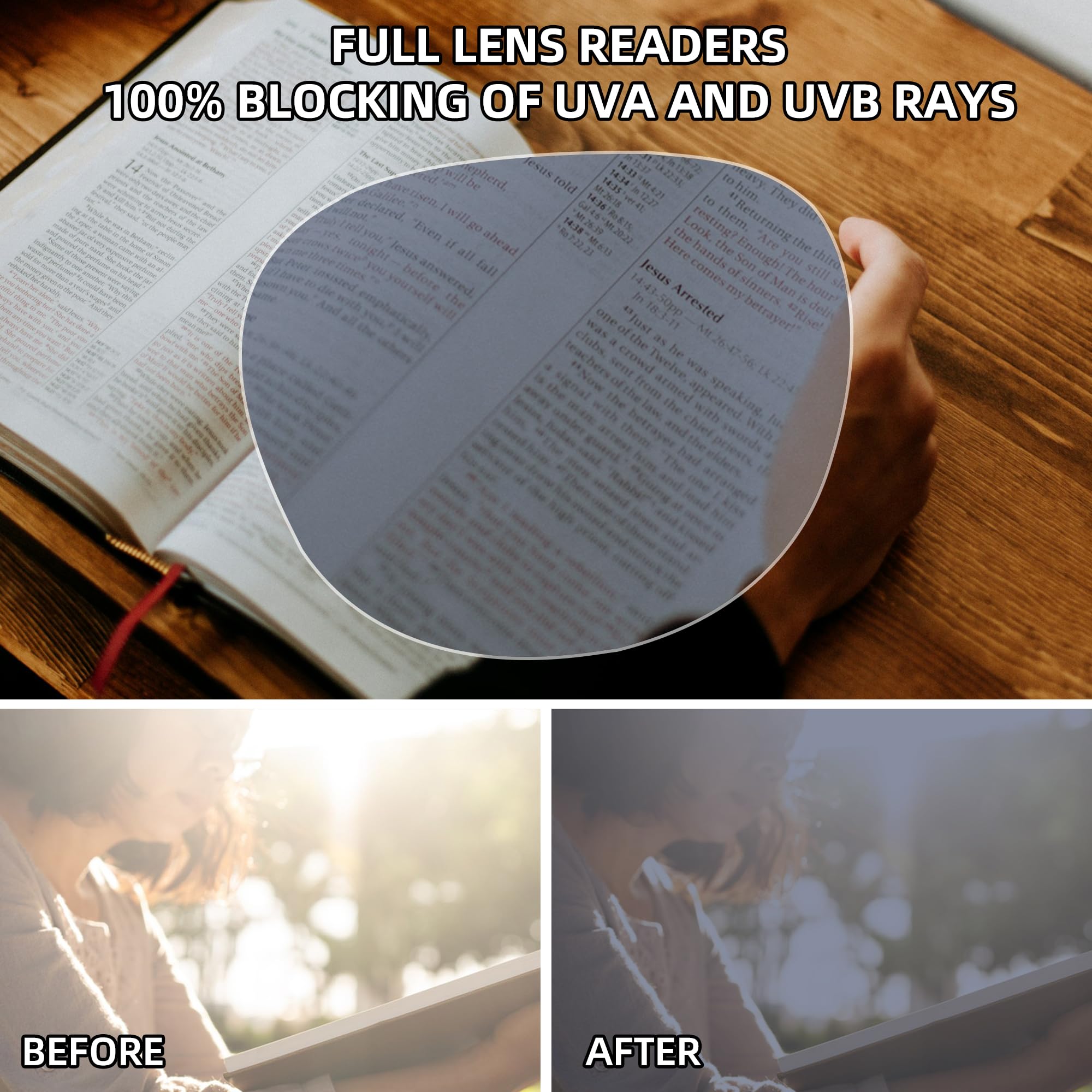 Paquete de 3 lentes de sol de lectura para mujer, lentes de sol clásicos al aire libre, lentes completos con resorte de metal