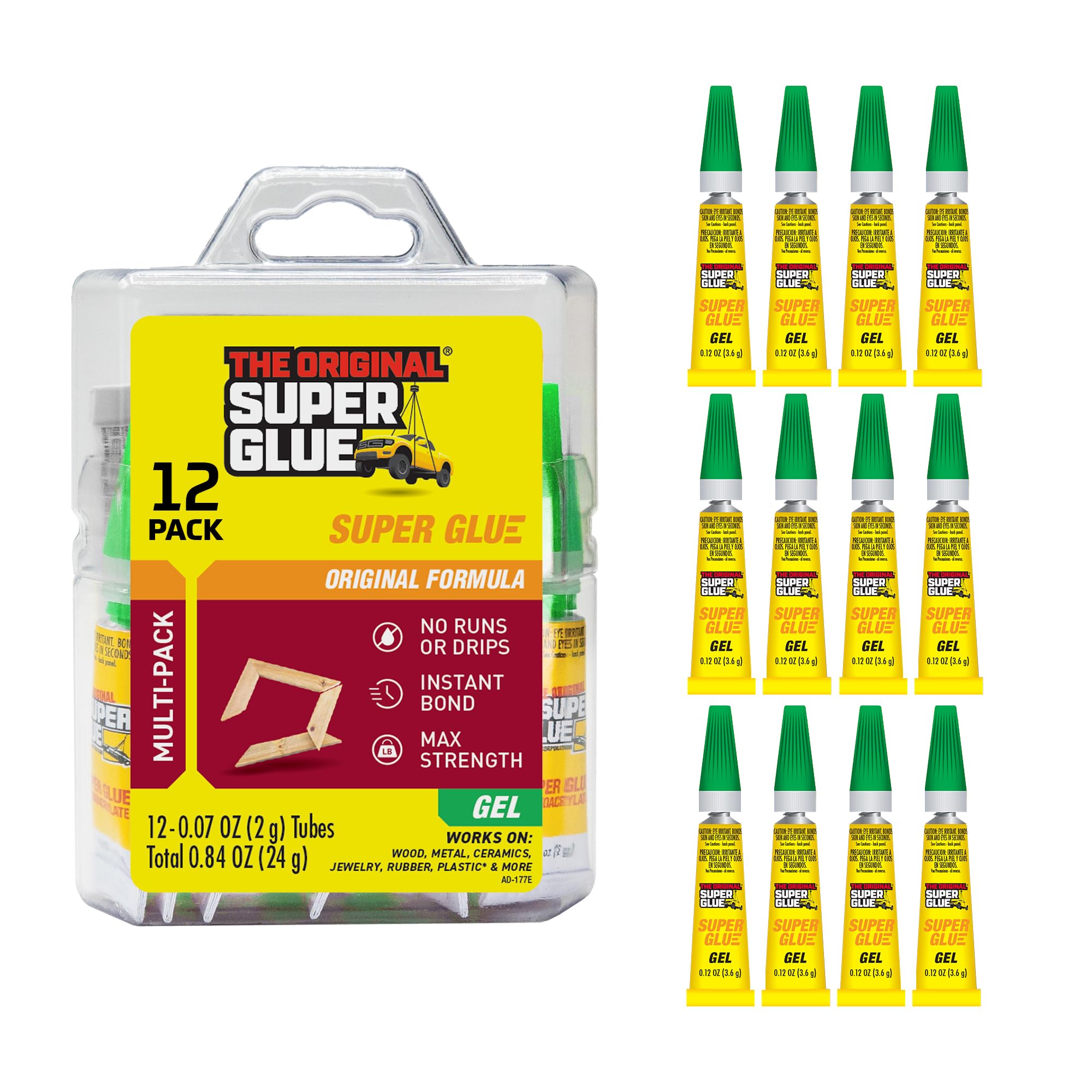 Super Glue Gel - 2 Gram Tubes - 12 Count (Pack of 1)