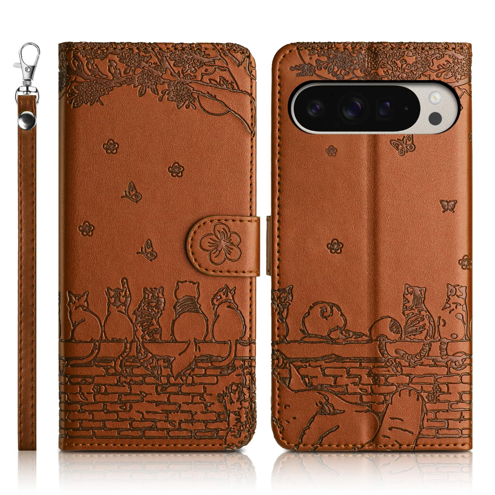 Puxssul Cover per Google Pixel 9 Pro XL 5G, Custodia in Pelle Sintetica TPU, Anti-Shock Anti-Graffio Anti-Scivolo Ultra Leggera Cover per Google Pixel