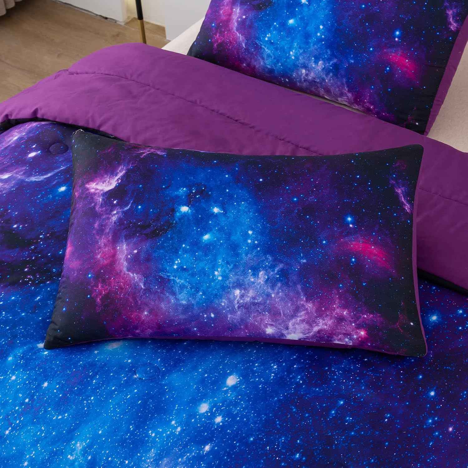 NINENINE Galaxy Bedding Full Size Comforter Sets for Girls Space Bedding Set Girls Comforter Sets Full Purple Bedding Sets with 1 Comforter 2 Pillowcases - Image 4