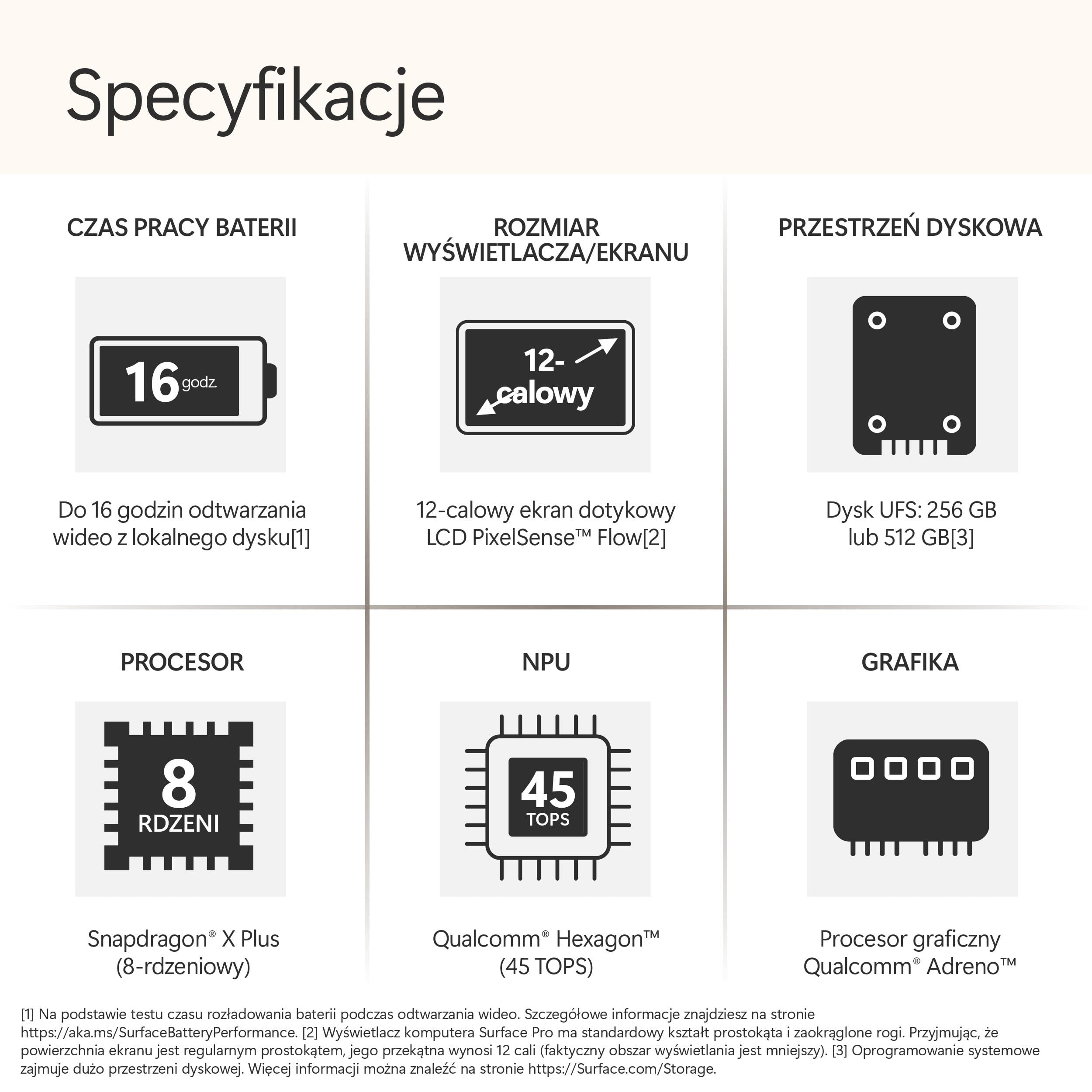Microsoft Surface Pro | Copilot+ PC | 12-calowy ekran dotykowy LCD | Snapdragon® X Plus | 16 GB pamięci RAM | 256 GB SSD | Najnowszy model, 1. edycja | Platyna