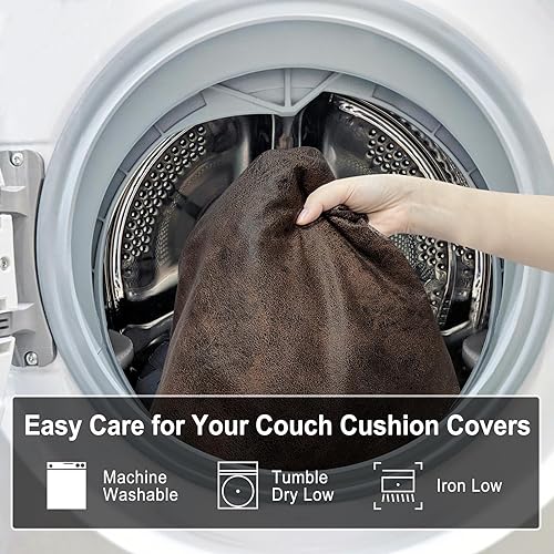 Miniatura 9 de ANARACHON Fundas de cojín de sofá con aspecto de cuero, juego de fundas de asiento de sofá, protector de muebles para sillón seccional, sofá biplaza