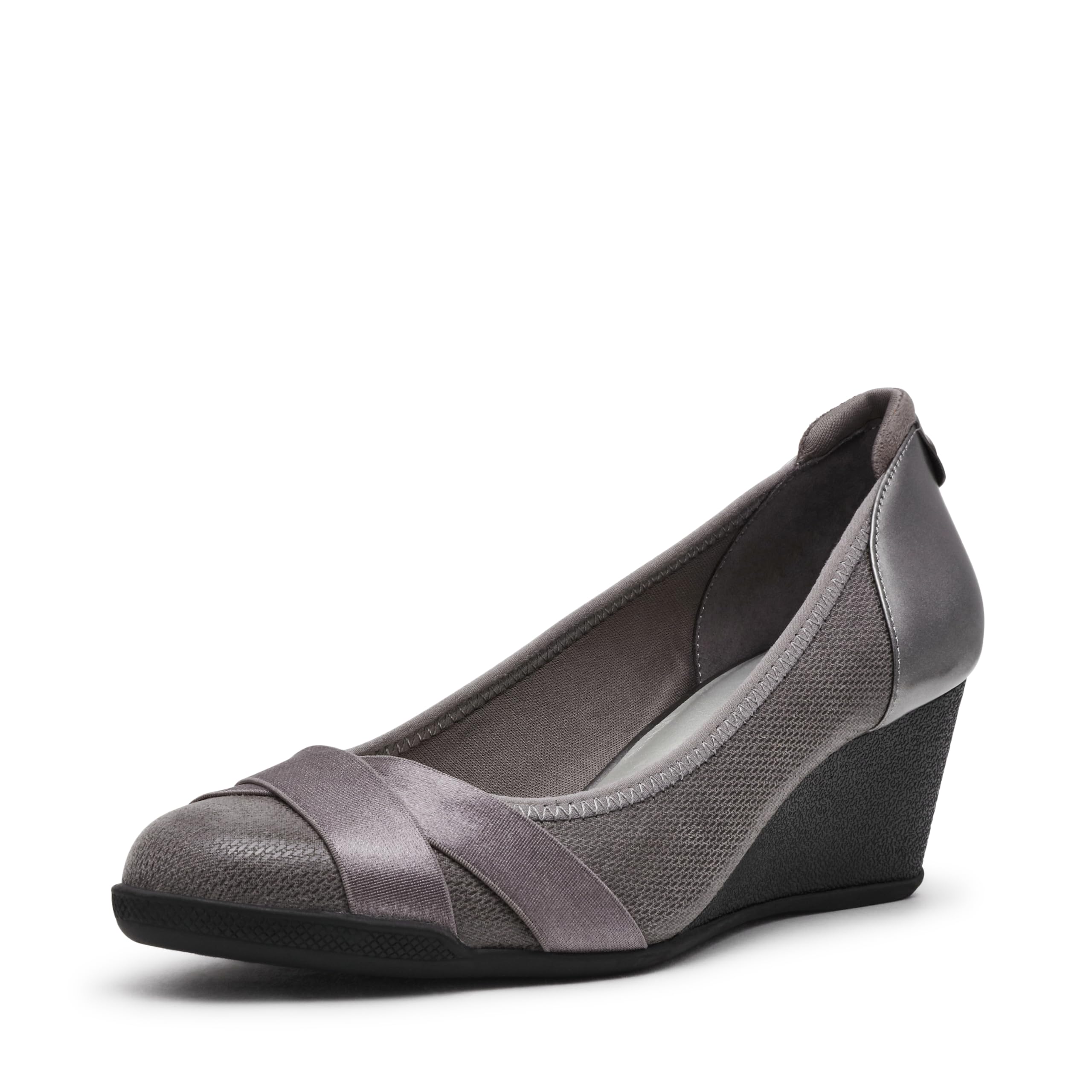 Anne Klein Women's Timeout Wedge Heel Pump, Pewter, 8 UK