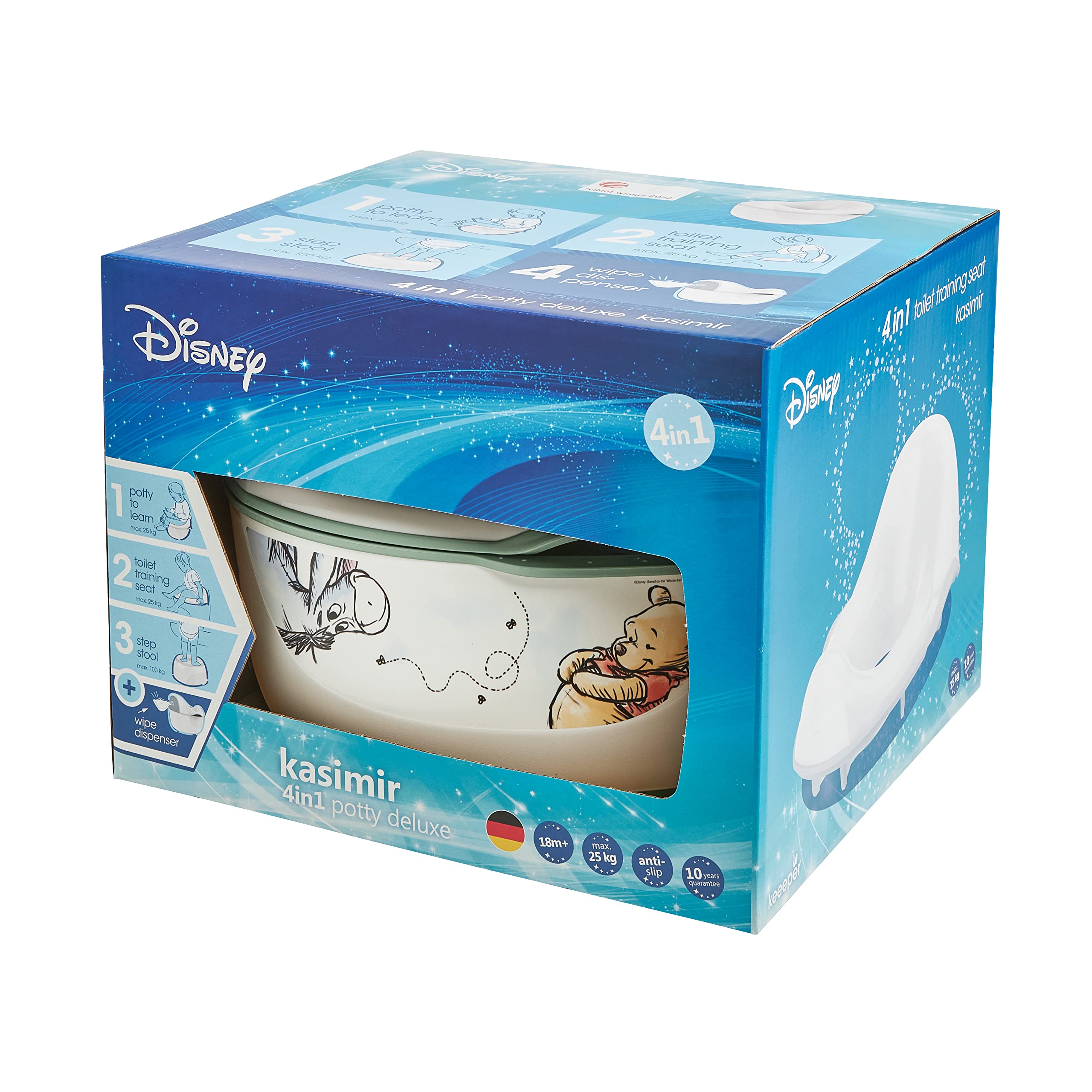 keeeper Winnie Babytopf deluxe 4in1, Töpfchen + Toilettensitz + Hocker + Feuchttuchspender, Ab ca. 18 Monate bis ca. 4 Jahre, Kasimir, Weiß