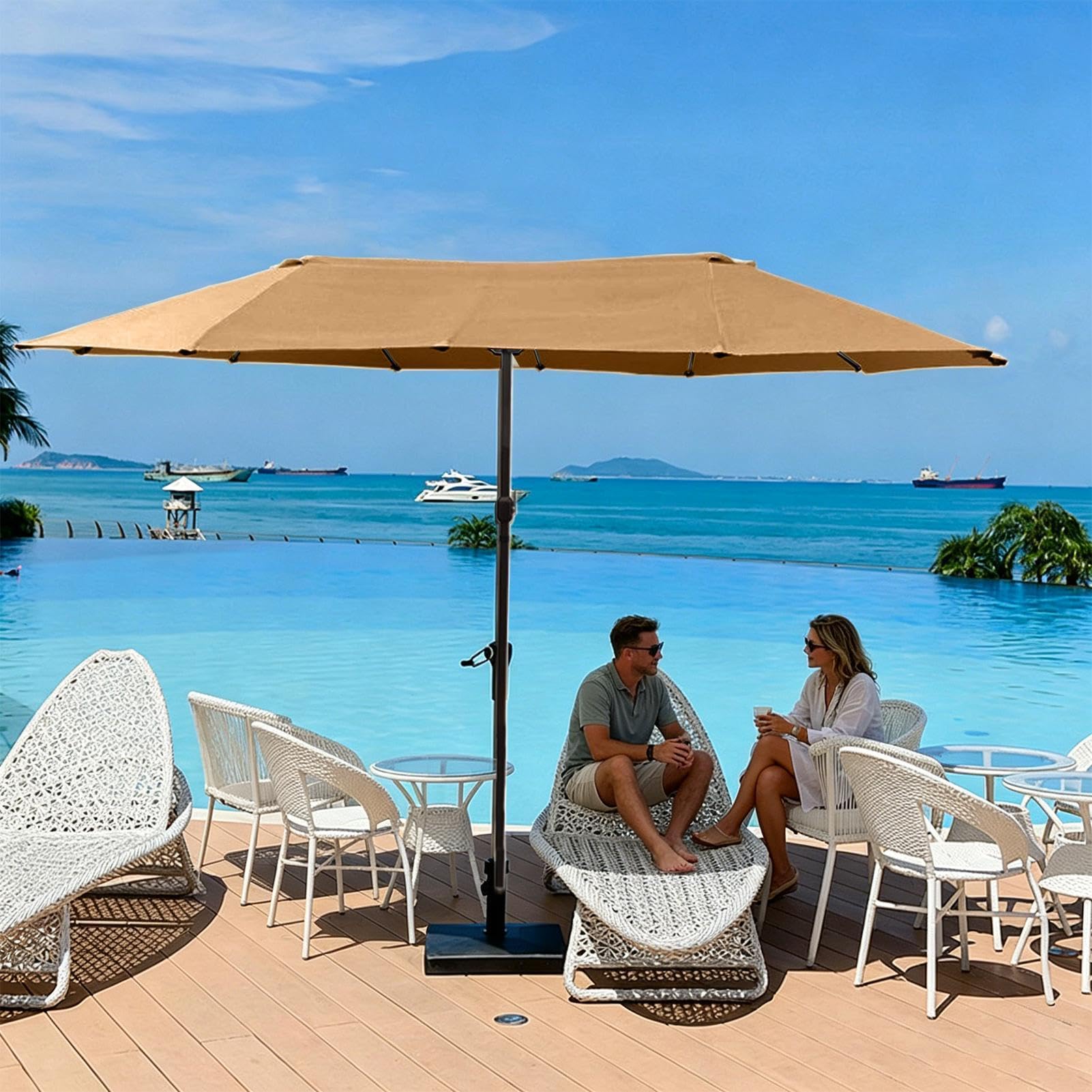 Copertura Sostitutiva per Ombrellone 12 Coste 2,70 m Parasole Ombra | Copertura Parasole per Esterno per Giardino, Piscina, Terrazza, Pergola, Serra