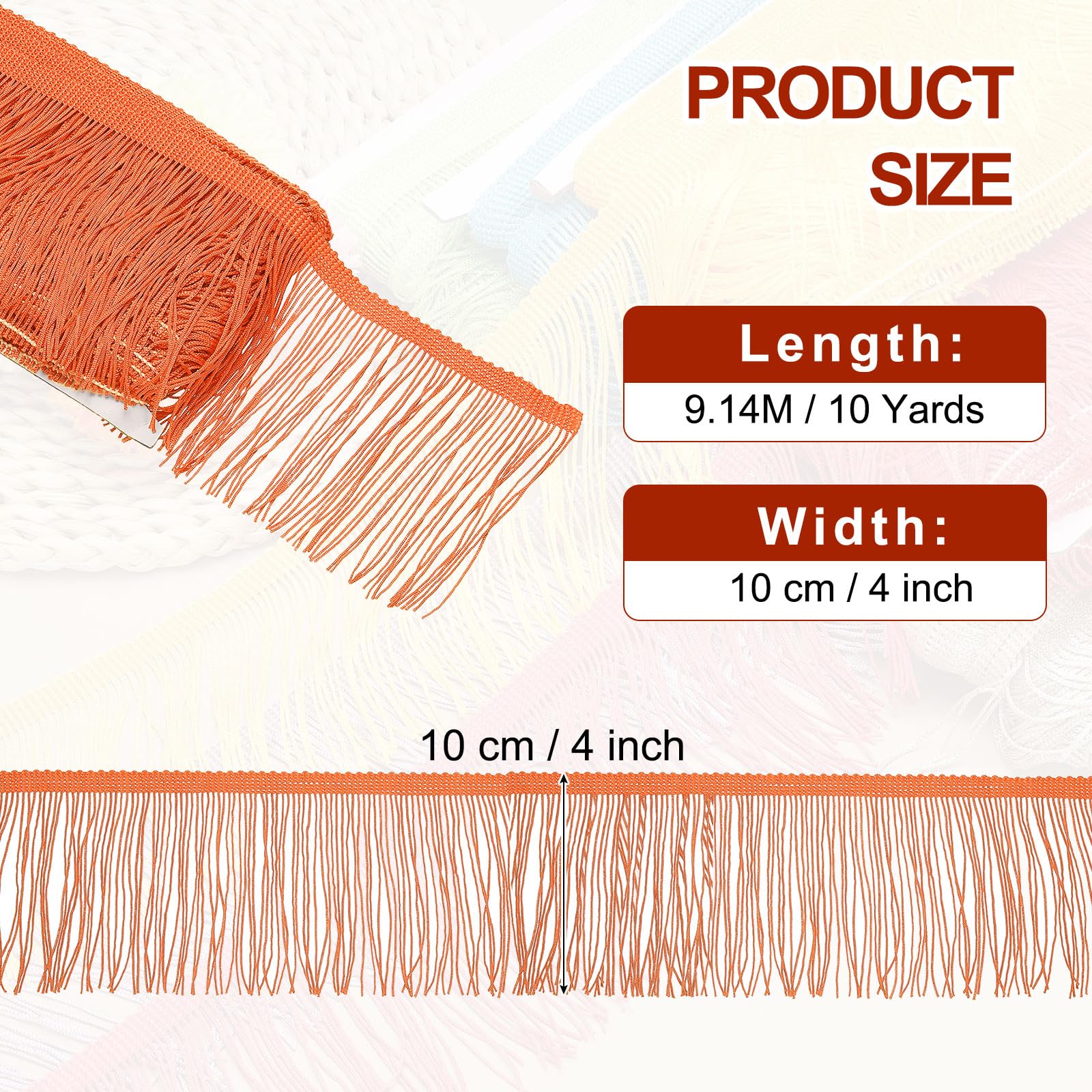 PATIKIL Orange Fringe Trim - Image 2