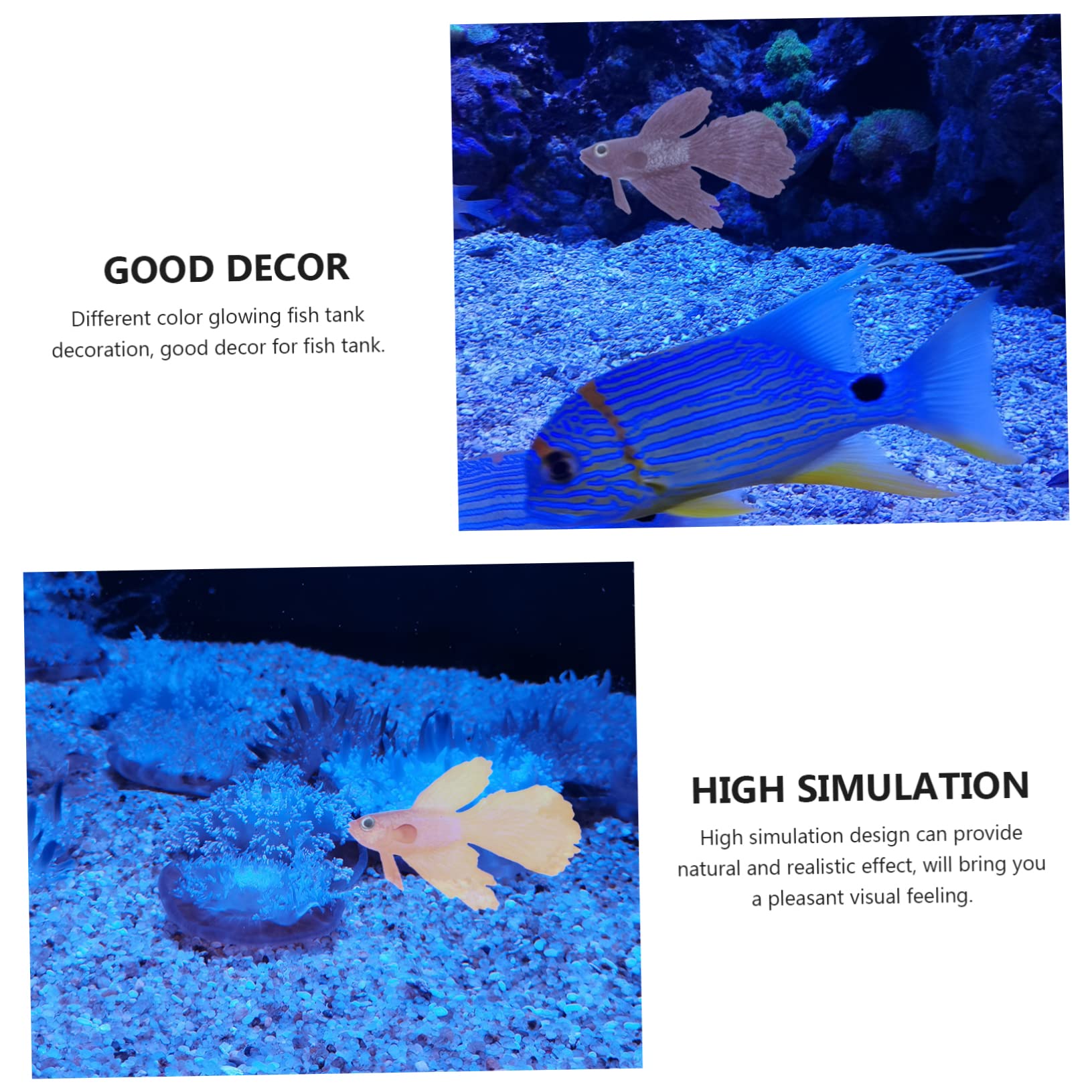 Kisangel 9piezas Decoración Acuática Led De Silicona De Peces Artificiales Brillantes para Acuarios
