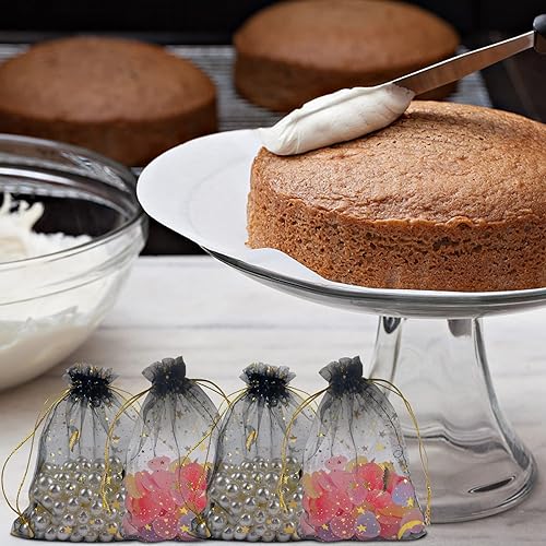 Miniatura 7 de 100 bolsas de organza con diseño de estrella y luna, bolsas para joyas, bolsitas para dulces, bolsas de regalo de organza con cordón para bodas,