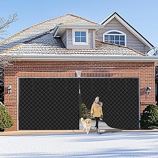 Garage Door Screen for Winter, Garage Door Insulation Kit 2 Car, 16 x 7Ft Magnetic Thermal Insulated Garage Cover Curtain, Garage Privacy Screen Blackout, Weatherproof Soundproof