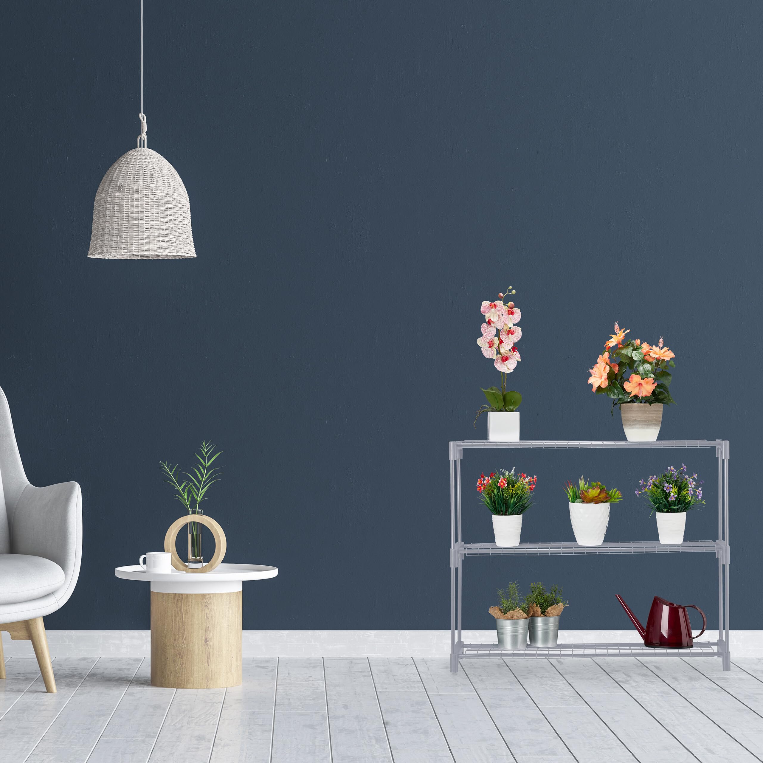 Relaxdays Scaffale Porta Piante a 3 Ripiani, Portapiante in Vaso, Fiori e Erbe, Mobile in Acciaio, 72x91x28 cm, Grigio