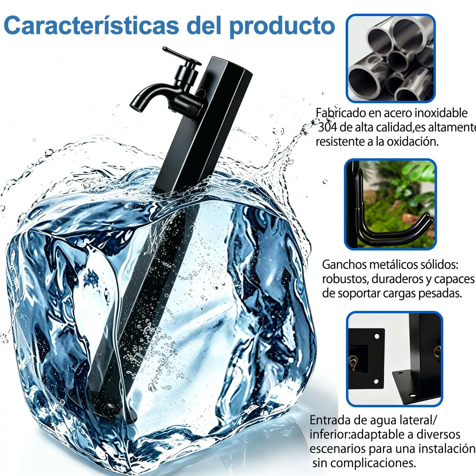 Columna De Agua De Jardín Con Grifo,Grifo De Columna Exterior,Fuente Jardin Exterior, Resistente A Heladas, Fuente Decorativa Y Dispensador De Agua,Para Jardín, Patio Y Riego De Césped