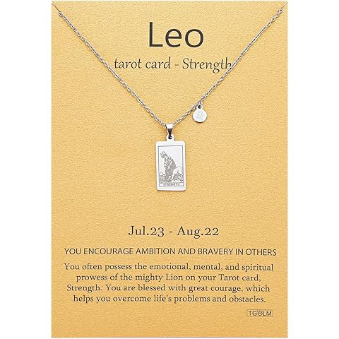 14k Gold Plated Zodiac Sign with Tarot Card Pendant Necklace Birthday Gift for Women