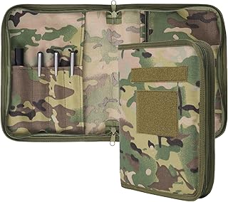 A5バインダーカバー、ファスナー付きのアーミーミリタリーノートブックカバー、タクティカルポートフォリオオーガナイザー、6リングバインダーカバー、大きなA5フォルダー用、7インチ x 9インチのOCPミリタリーログブックカバーに対応 (カバーのみ)