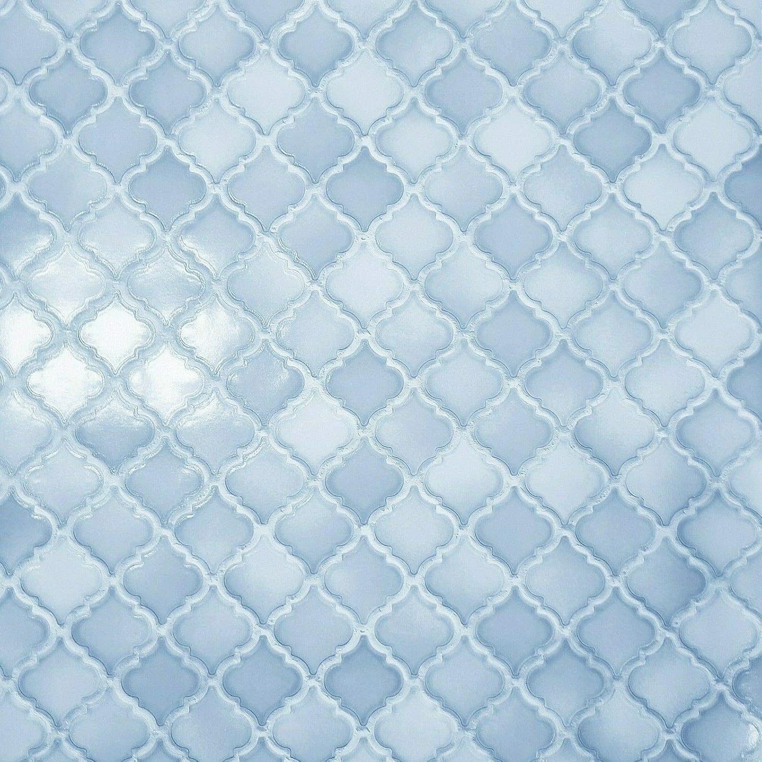 Wallcoveringsmart Luxury Unique Modern Baby Blue Moroccan Trellis Faux Tiles Wallpaper
