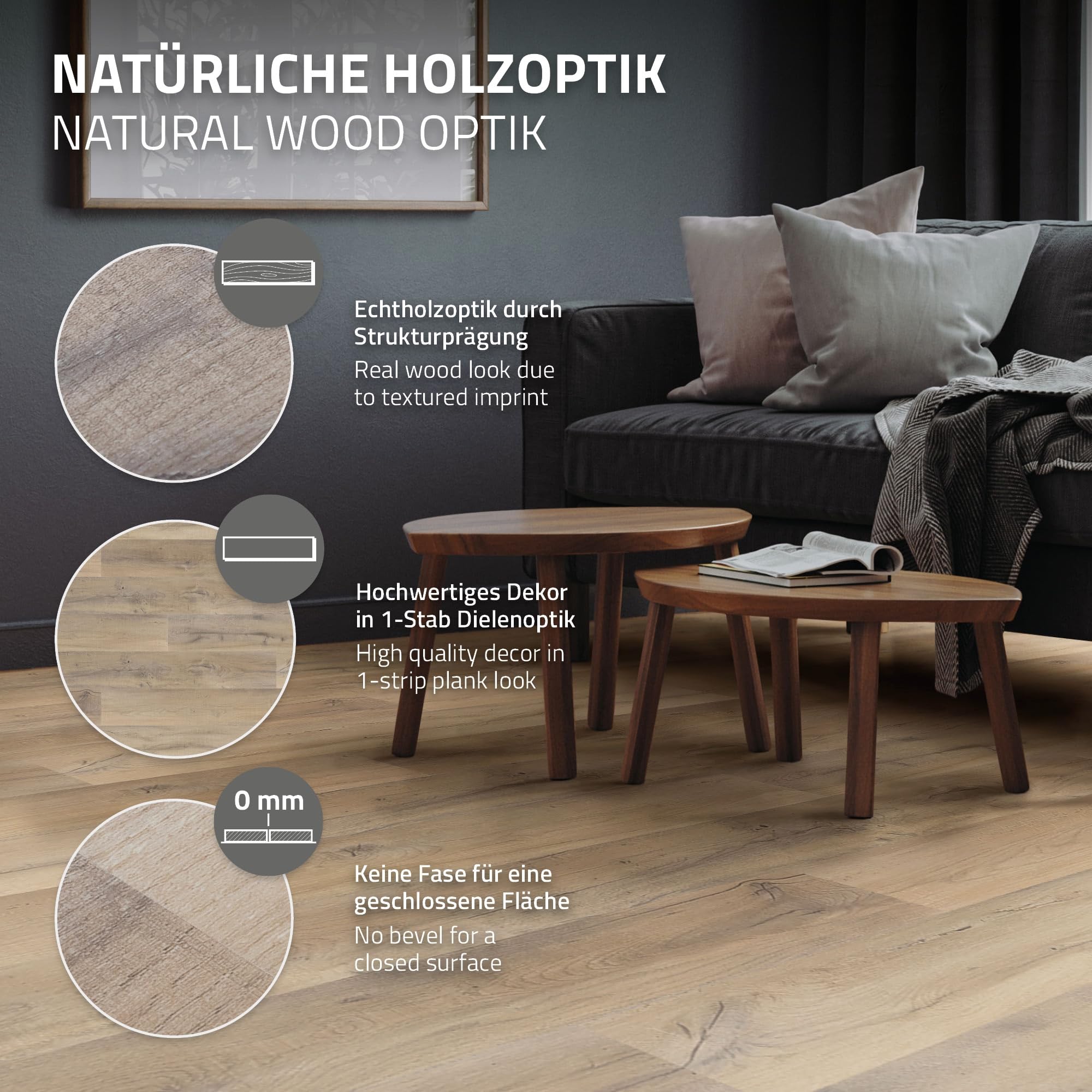 ML-Design Podloga Winylowa Klik, Panele Winylowe z Systemem Klik i Izolacja Akustyczna, Efekt Jasnego Debu Rustykalnego, Antyposlizgowe, Wodoodporne, 122 x 18 cm, Grubosc 4,2 mm 4,62 m² / 21 Desek