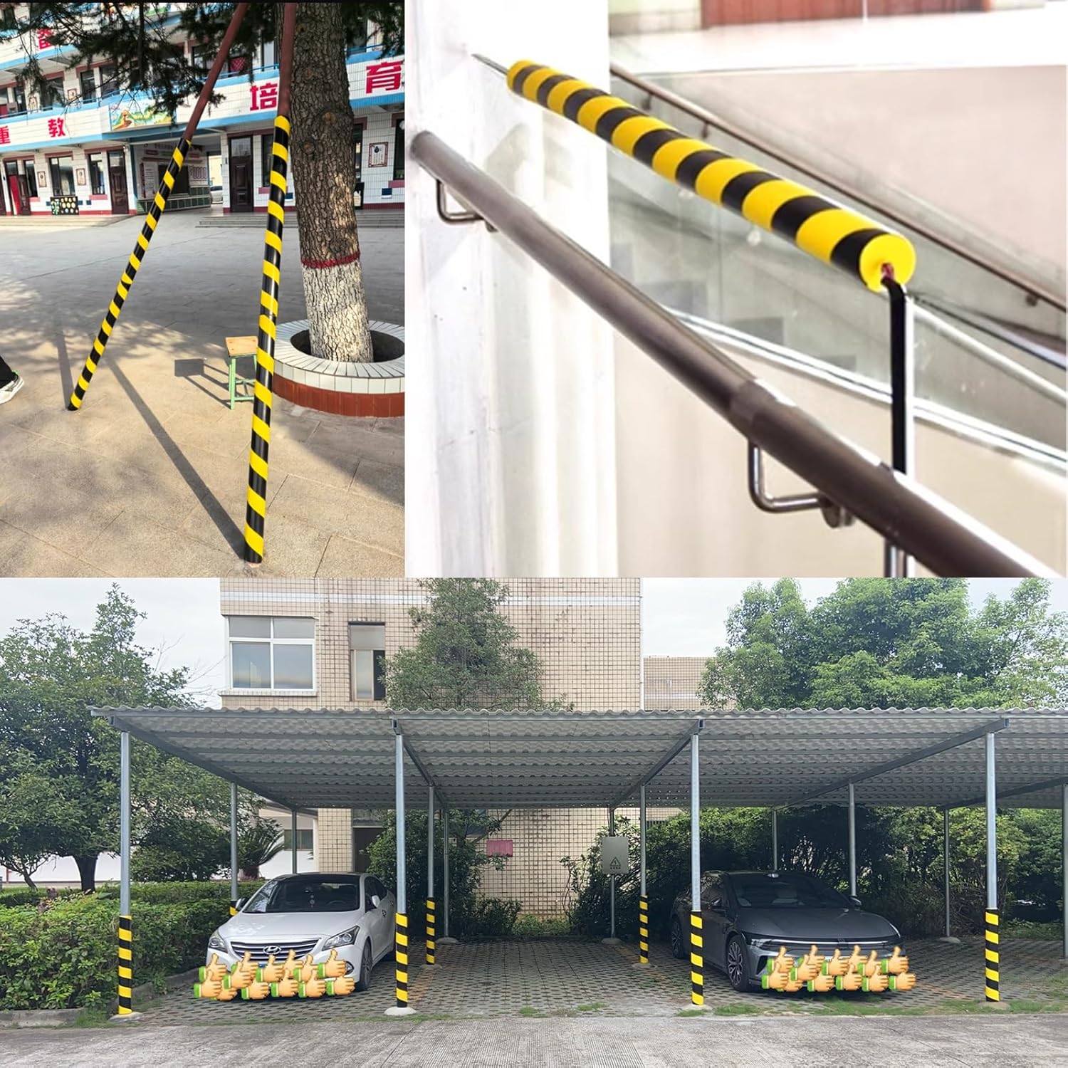 Reflective Corner Edge Protector, Soft Self-Adhesive Guards for Sharp Edges, Playground & Garage Safety, Durable Pole Post Padding (ID 1/2in, 12mm, 2.2ft)