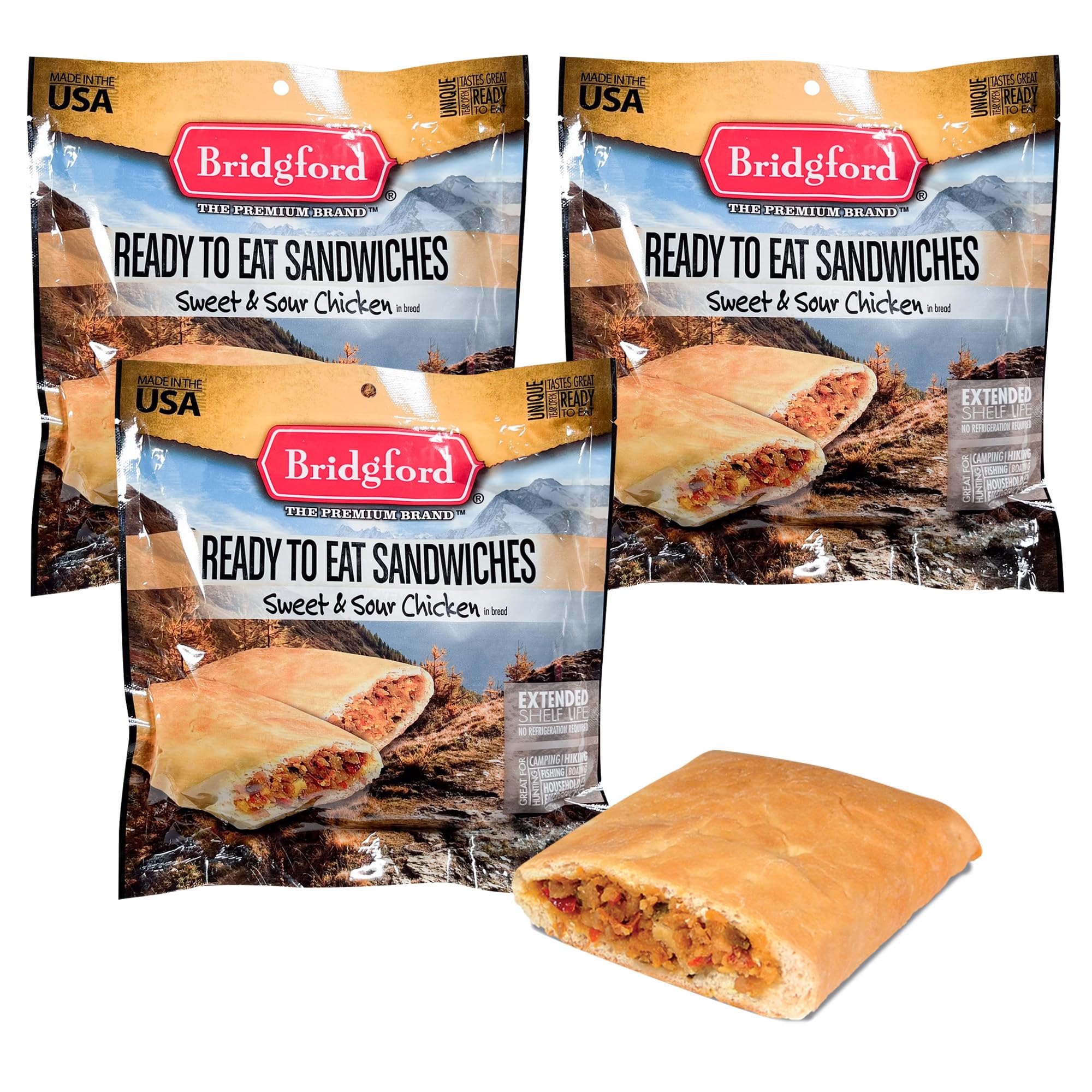 Bridgford Sweet and Sour Chicken - Shelf-Stable Survival Food Storage Meals - 3 Pack - Survival Meals for Camping, Hiking, and Emergency Preparedness