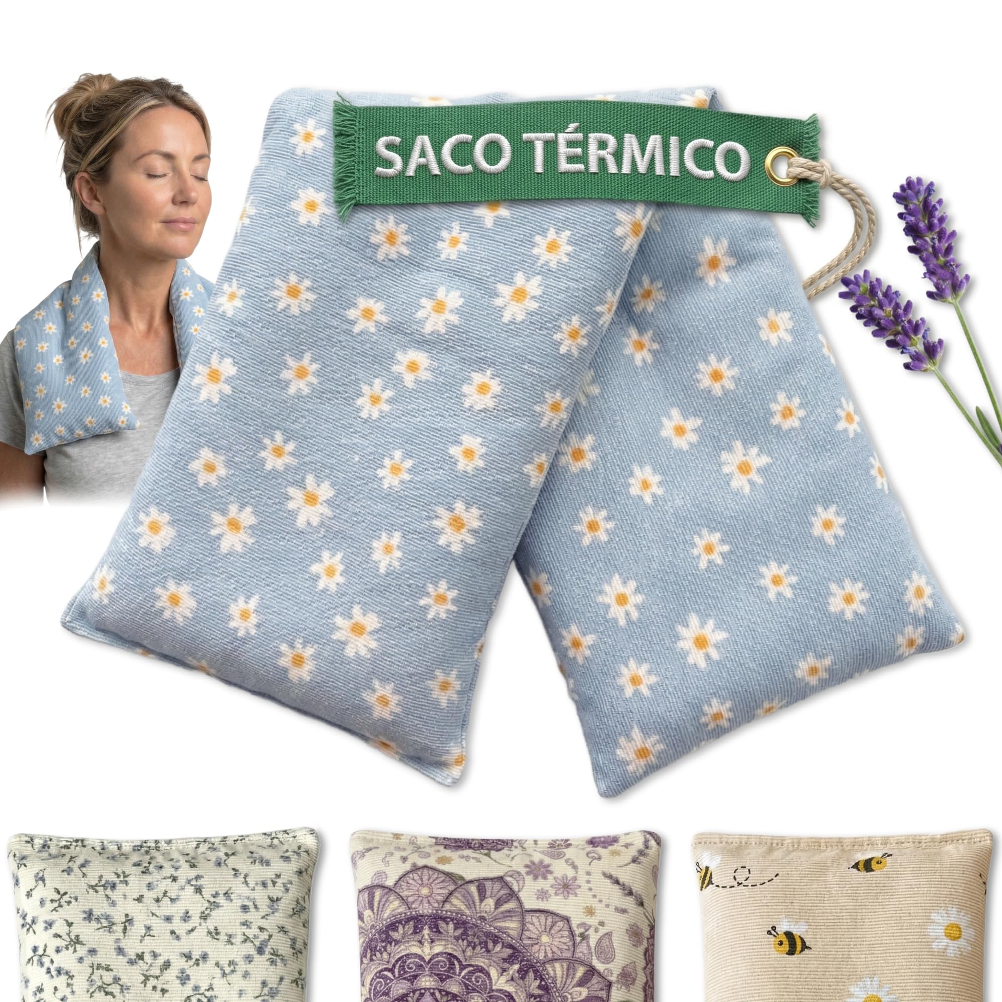 Saco Semillas Microondas Termico 45x14cm Aroma Lavanda - Bolsa Semillas Calor Microondas - Cojin para Dolor Cervical y Lumbar - Saquito Menstrual - Almohadilla Calor y Frio - Hecho a Mano (Mandala) — view 8
