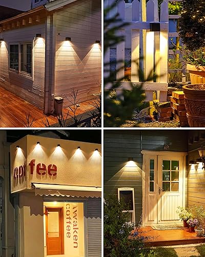 Miniatura 6 de LUHLEE Luces solares de pared para exteriores, moderno aplique solar cuadrado de pared IP65 impermeable, luces solares al aire libre para patio,