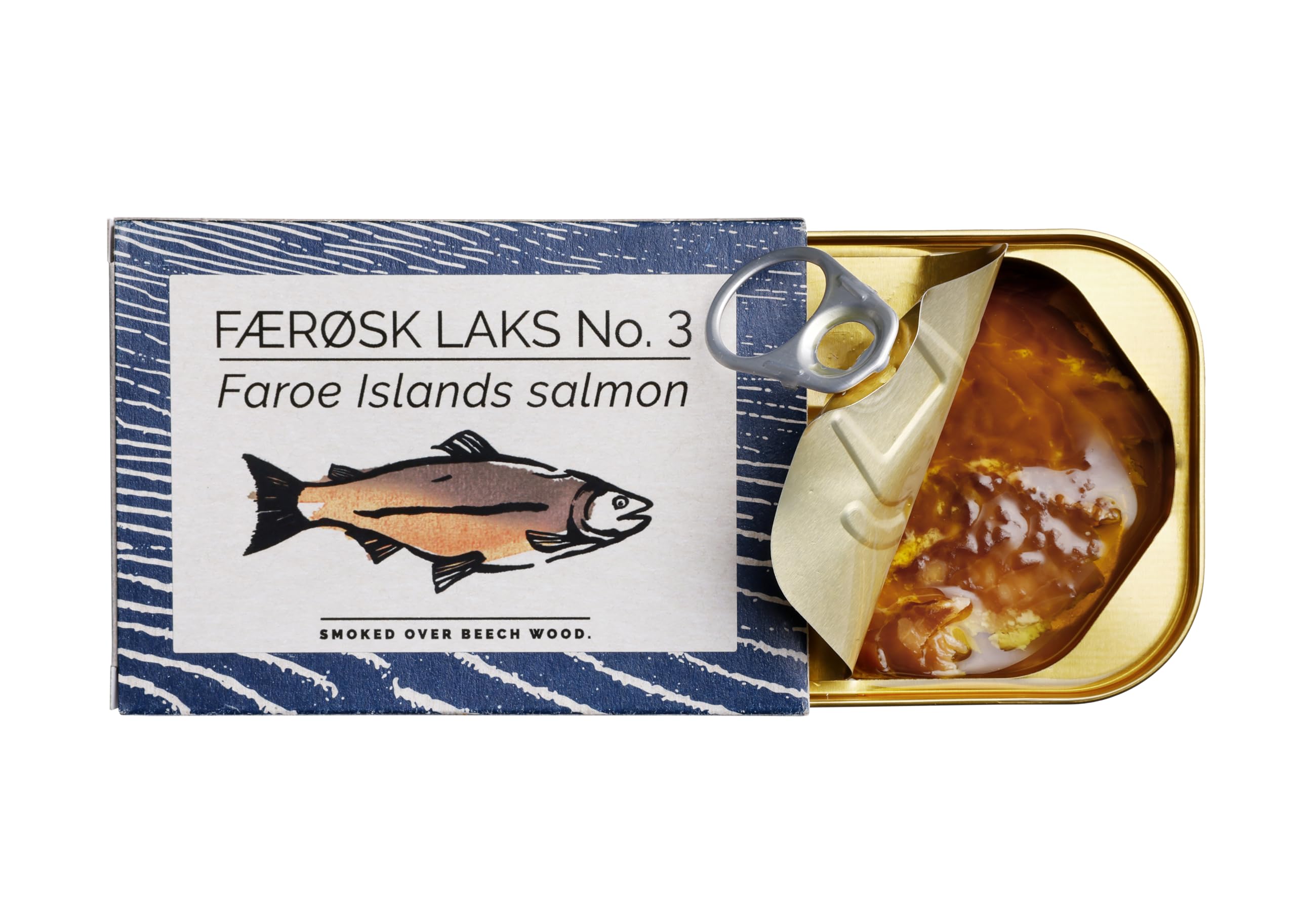Fangst Færøsk Laks No.3 | Tinned Faroe Islands Salmon Smoked Over Beech Wood | 1 x 110g Can