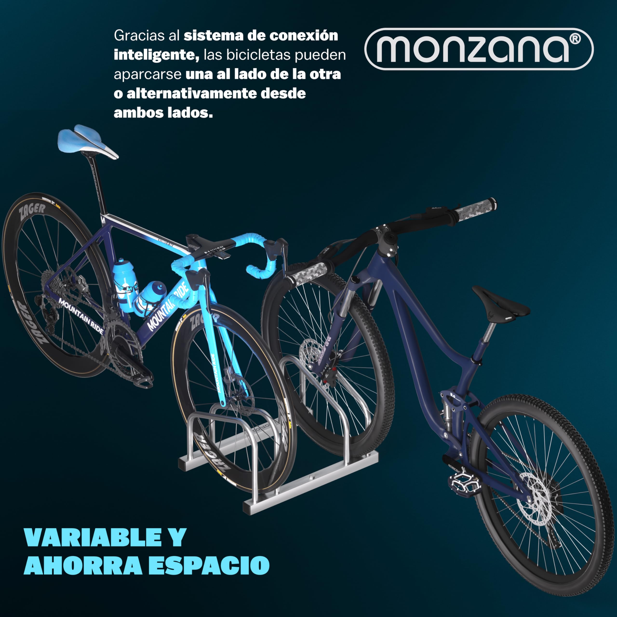 Monzana® Soporte para Aparcar Bicicletas, Aparcamiento Estacionamiento 3 Bicis, Parking Bicicleta 30-65mm, Guarda Bici Interior Exterior, Montaje Pared Suelo, Aparcabicicletas, Portabicicletas