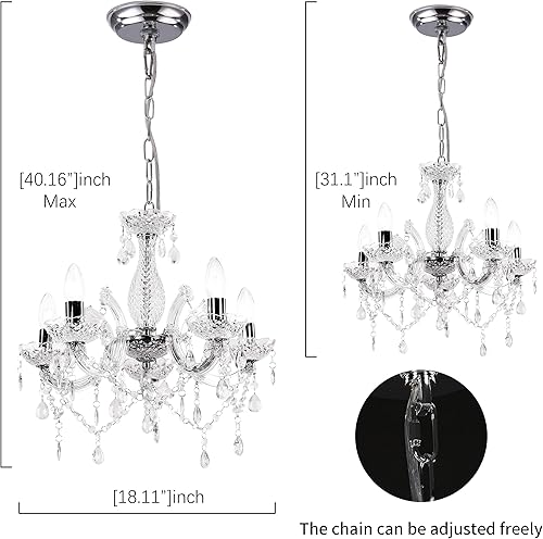 Miniatura 4 de Candelabros de cristal de 5 luces 21 x 18 pulgadas tallo de cristal transparente con cristales acrílicos y cuentas para sala de estar habitación de