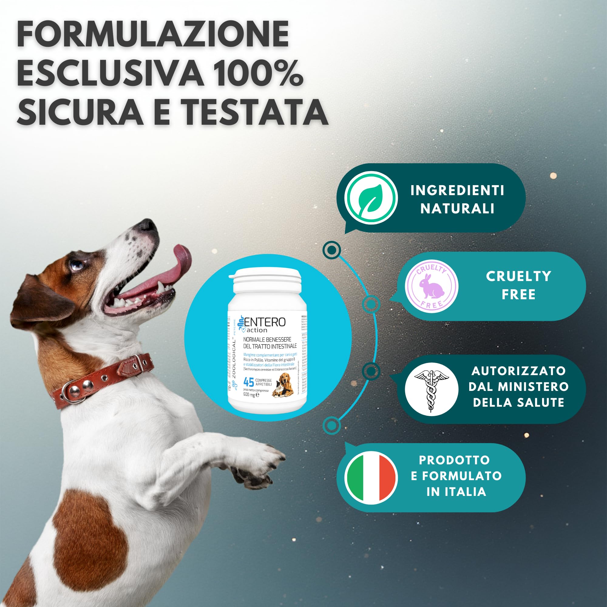 Zoological Probiotici per Cani e Gatti, 45 Compresse Appetibili, Fermenti Lattici per la Flora Intestinale con Prebiotici e Vitamina B, Rafforza il Sistema Immunitario, Normalizza le Feci