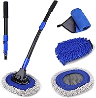 Vista 1 de Cepillo de lavado de autos con mango largo Diseño de poste curvado de 15 grados Cabezal de cepillo de microfibra Longitud ajustable Amplias