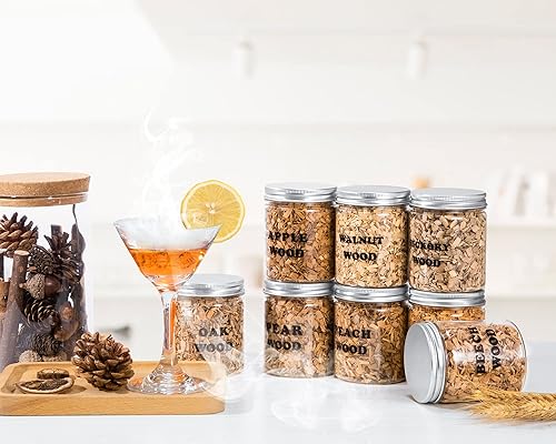 Miniatura 2 de Astillas de madera natural para ahumador de cóctel, 8 sabores, para fiestas de cóctel, chips de ahumado de combustión rápida compatibles con