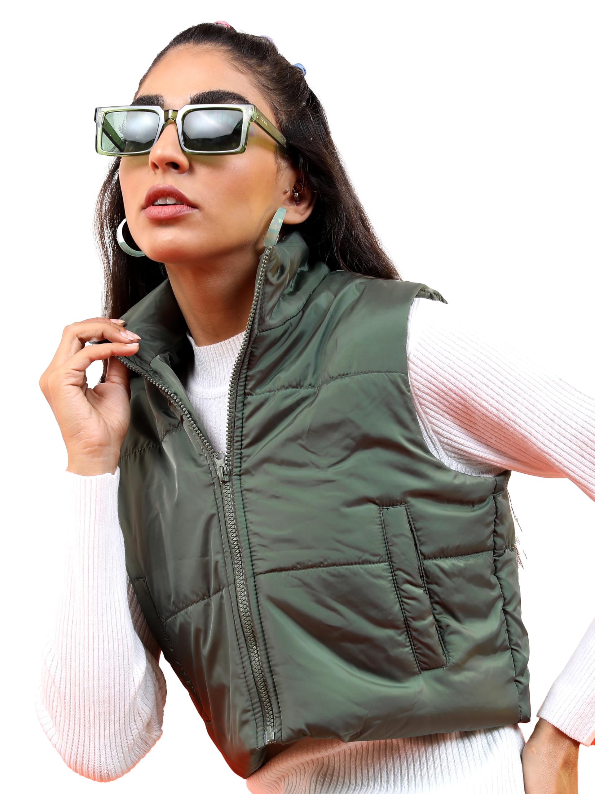 Ketch Polyester Women's Regular Fit Sleeveless Jacket in neutral