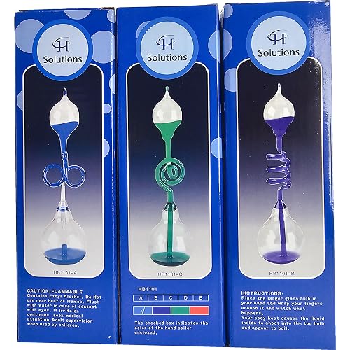 C&H Solutions Glass Hand Boiler Set of 3, Heat Transfer Physics Demonstration Display, Color May Vary