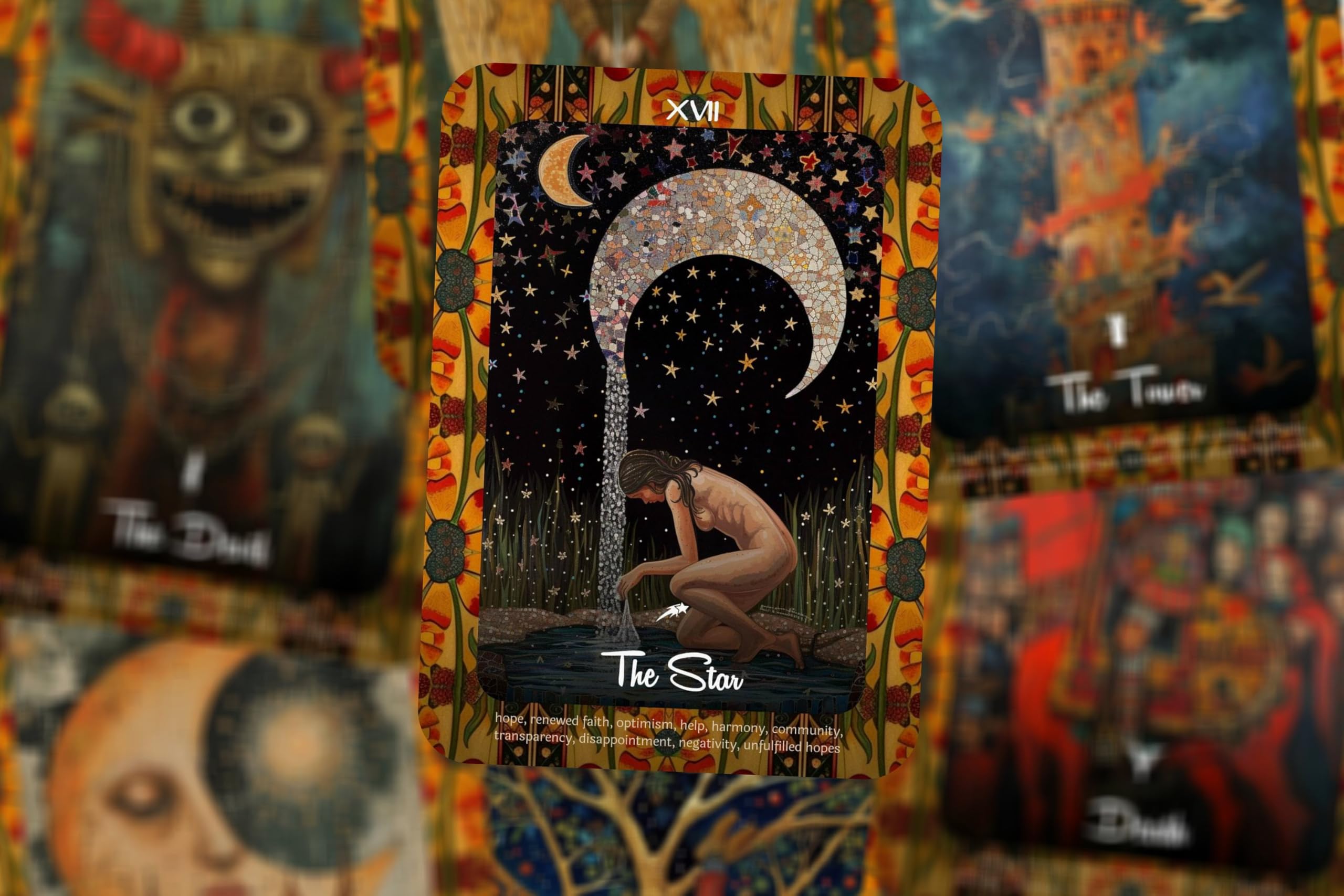 Ibiza Tarot Tarot folklorique céleste – Jeu de 78 cartes avec guide (français non garanti), inspiré de l'art populaire ukrainien et des traditions culturelles pour la divination, la pleine conscience
