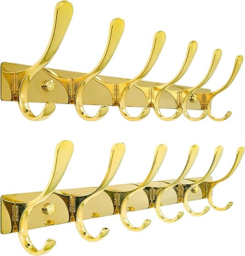 Miniatura 29 de SKOLOO Perchero de pared – 10 ganchos, resistente, acero inoxidable, ganchos de pared de metal, ganchos resistentes para colgar abrigos, chaquetas