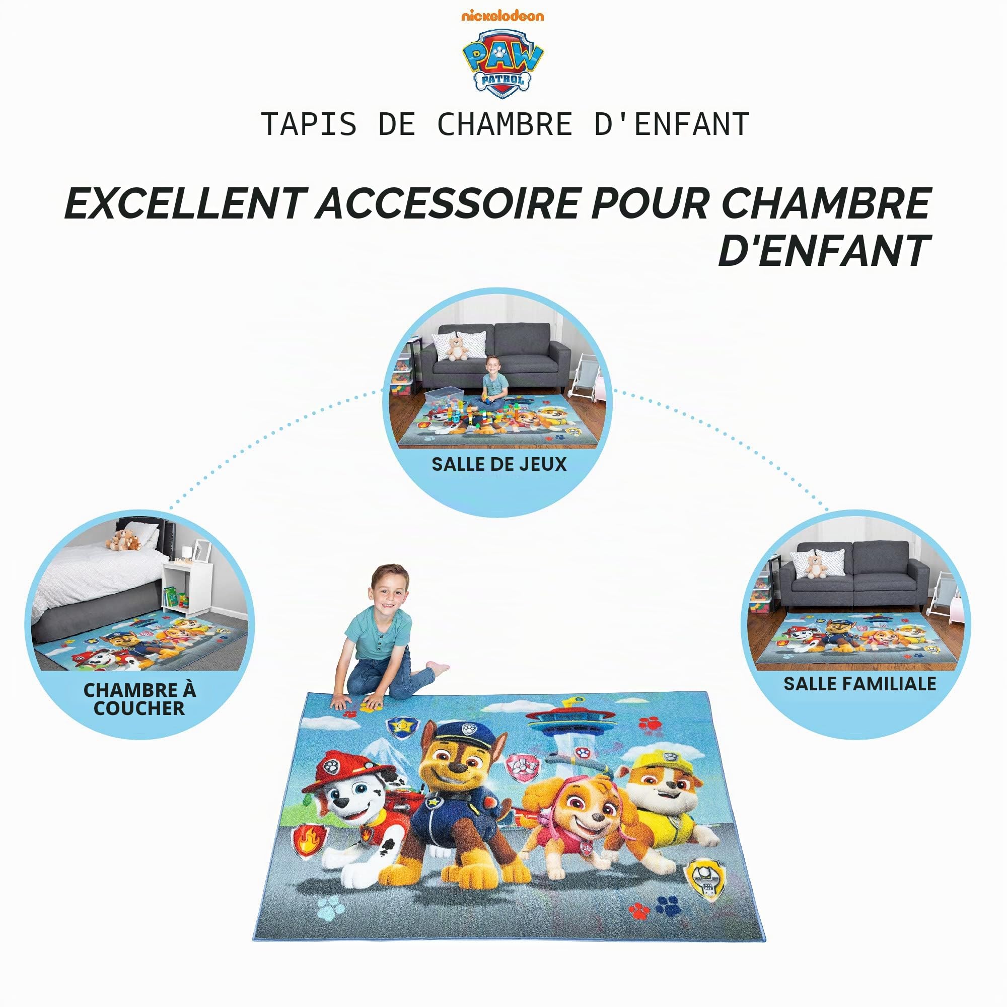 Franco Tapis antidérapant pour Chambre d'enfant Motif Pat' Patrouille 175,3 x 132,1 cm