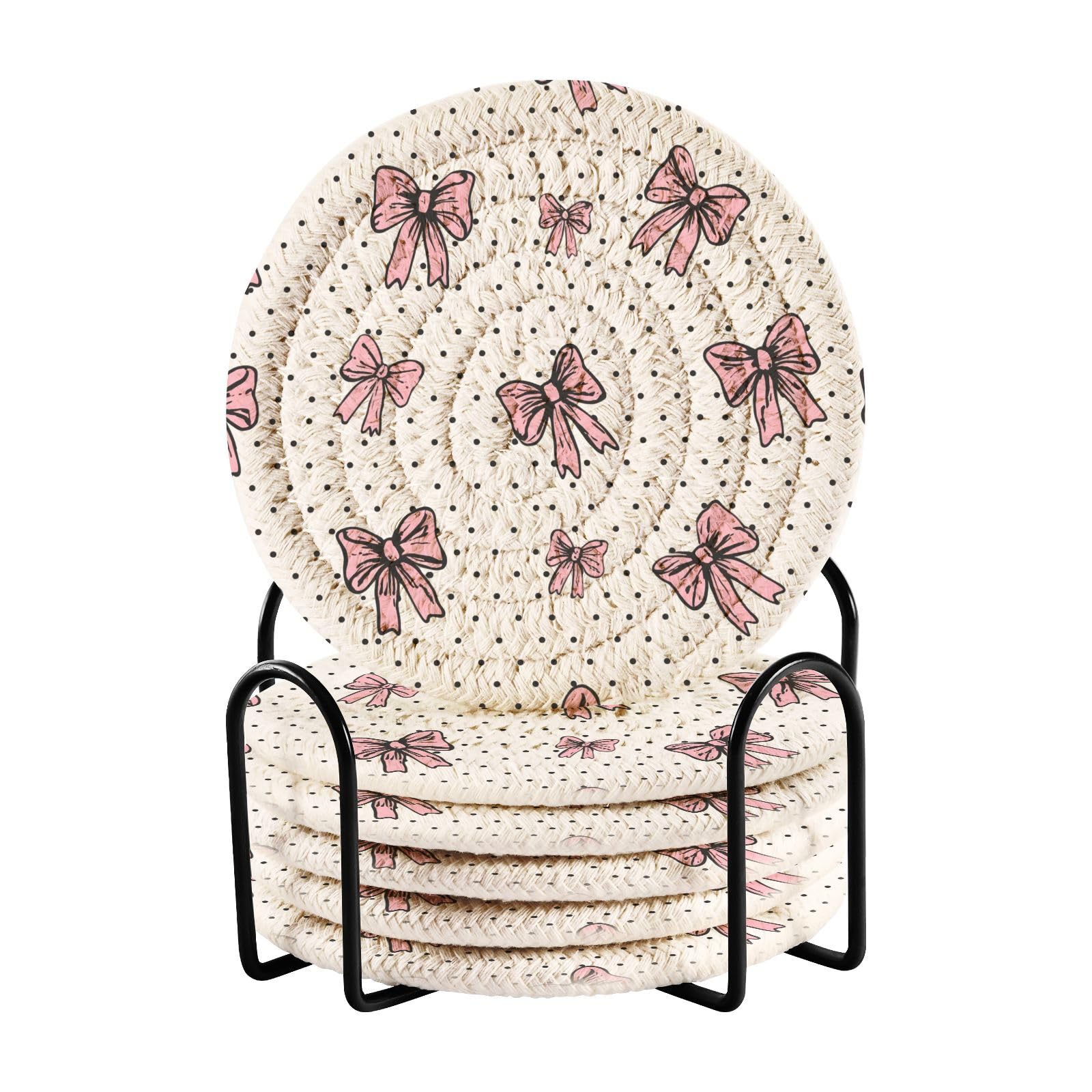 Dessous de verre absorbants en coton tissé fait main pour table