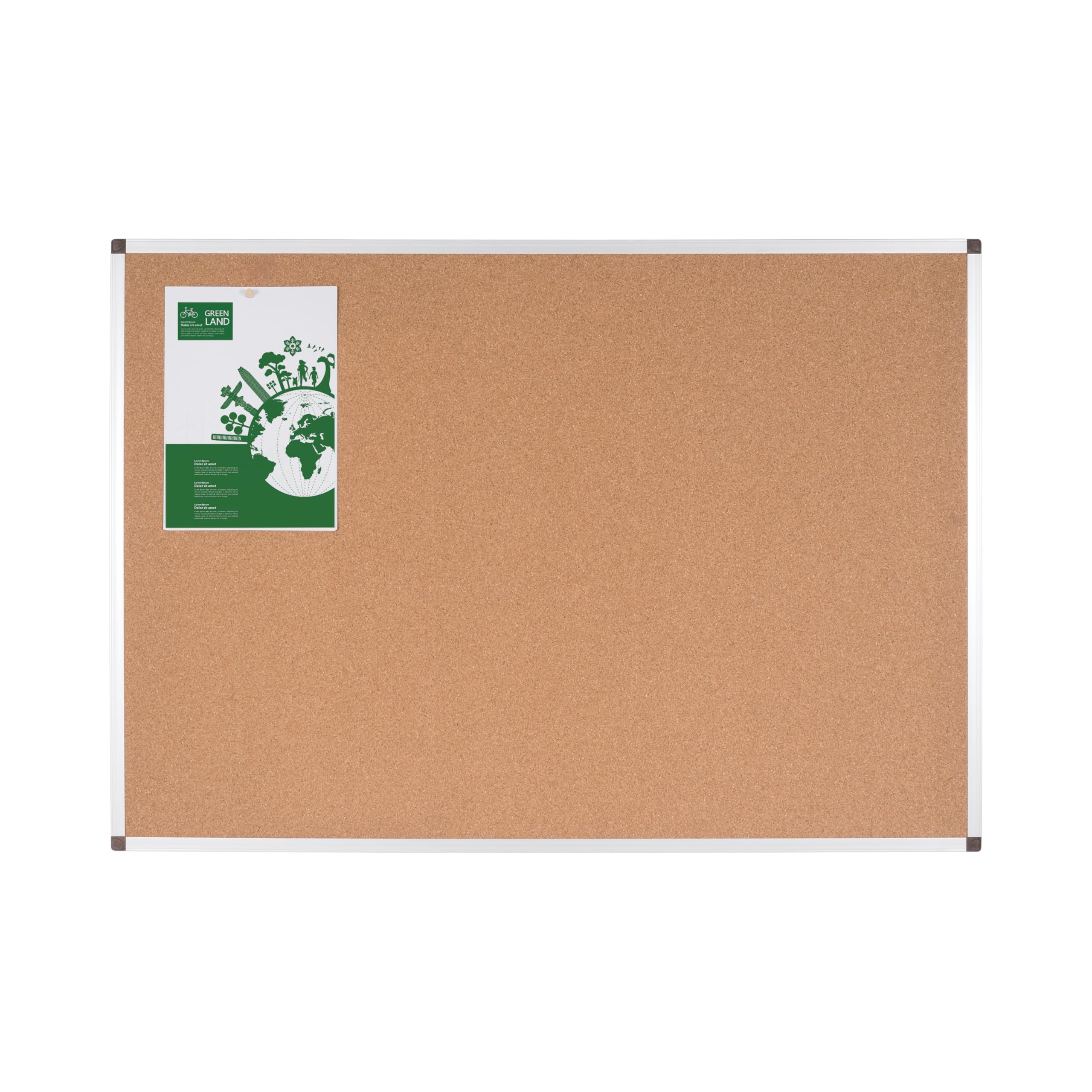 Bi-Office Lavagna in Sughero Ayda BioFusion, 120x90cm, Superficie in Sughero, Telaio in alluminio naturale con Biocompositi di Cocco