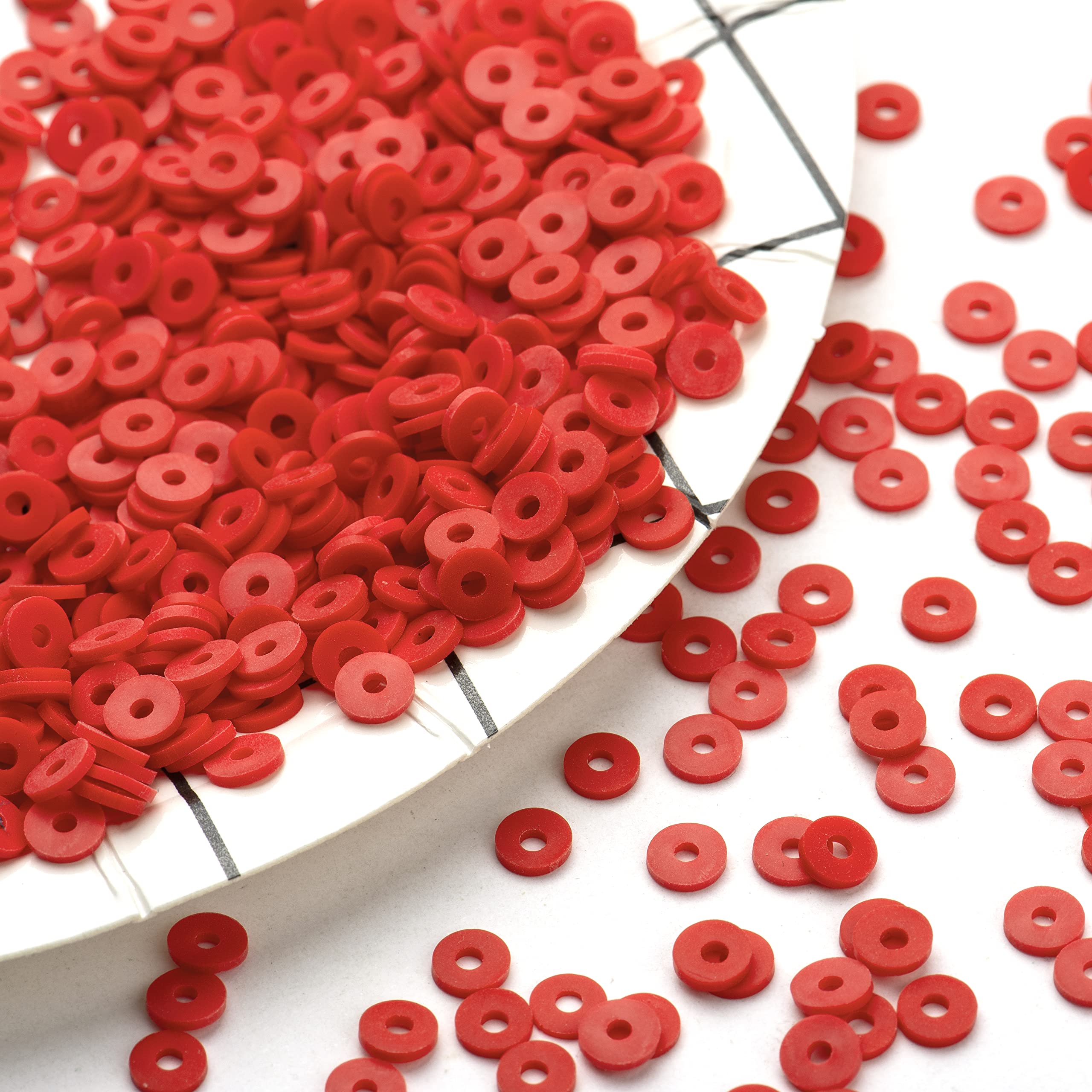 Hiswan Red Polymer Clay Beads, 6mm Heishi Bead for Jewelry Bracelets Necklace Making 1000PCS, Small - Image 4
