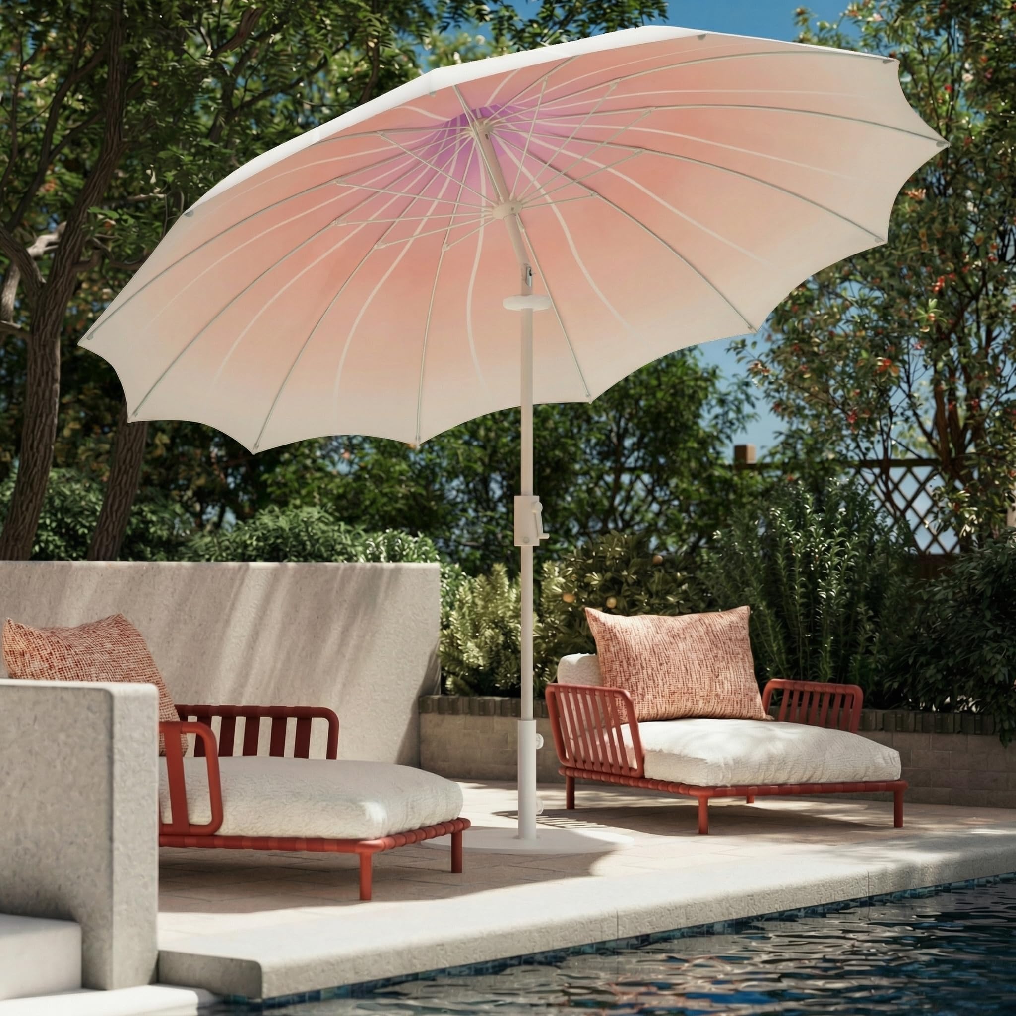 9 ft market patio umbrella pink Amazon.com : LAUSAINT HOME 9ft Pagoda Patio Umbrella Outdoor Petal Shape  Canopy Patio Table Umbrella Pool Market Umbrella with 360° Rotation Push  Button Tilt & Easy Crank (Gradient Pink-Orange) : Patio, Lawn