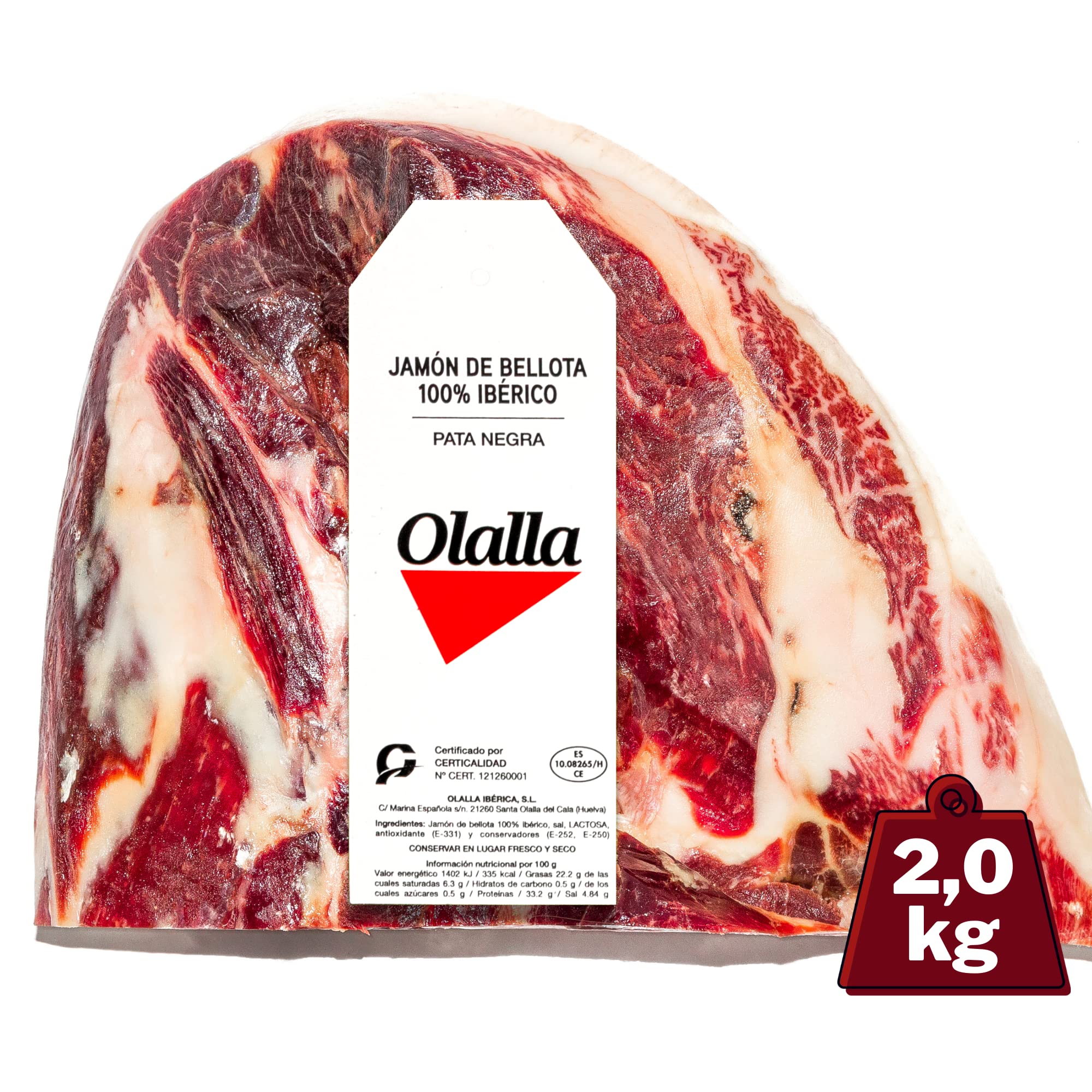 2 kg Jamón de Bellota 100% Ibérico Olalla Deshuesado Punta - Jamon Iberico de elaboración tradicional - Embutidos ibericos de bellota