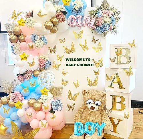 Miniatura 6 de JOSDIOX Decoración de pared de mariposa 3D, 48 piezas, 4 estilos, 3 tamaños, decoraciones de mariposa dorada para mariposas, decoración del hogar,