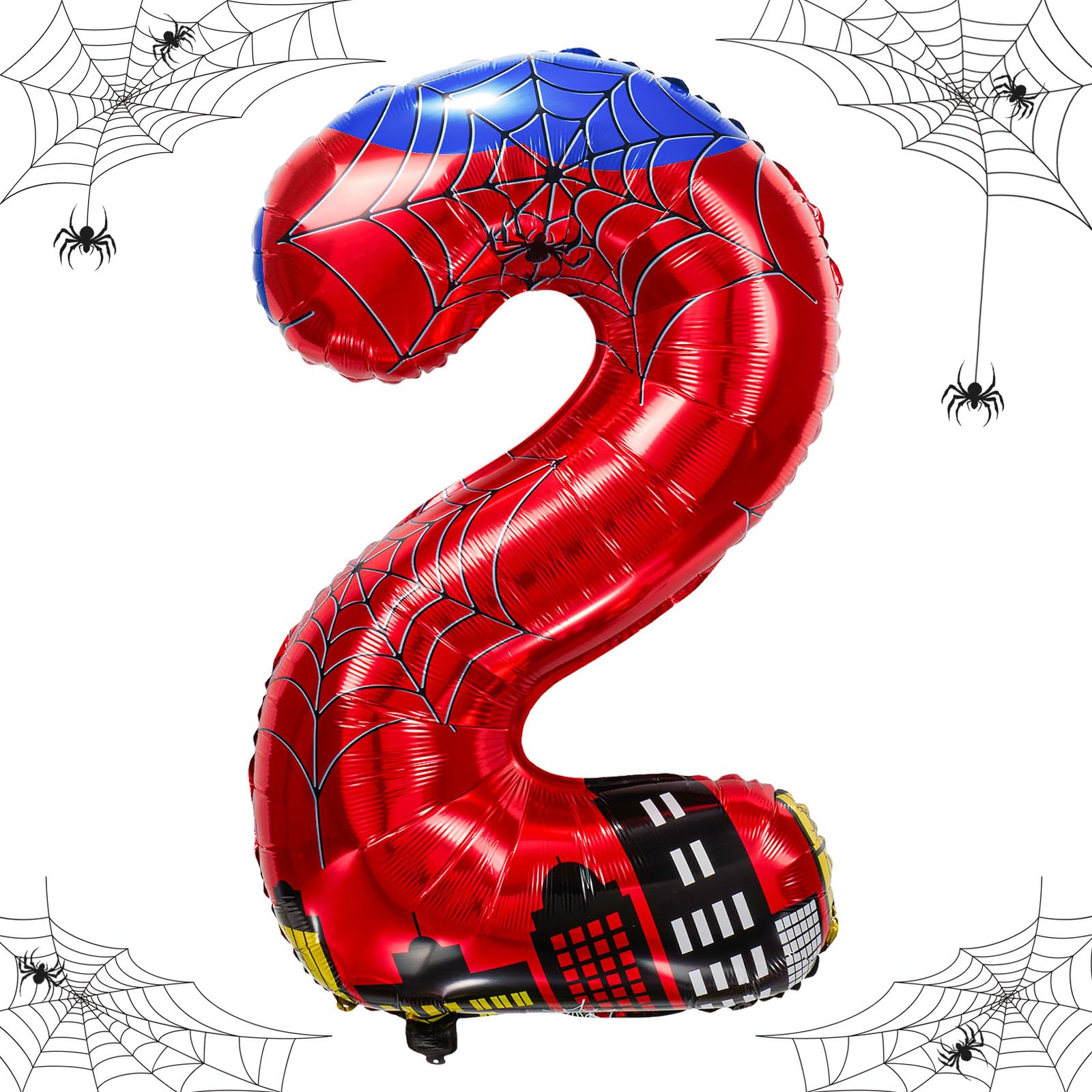 40 inch spider theme number foil balloons, children's party balloon supplies with classic numbers 1 to 9, birthday decoration supplies,number large balloons for spider theme parties (2)