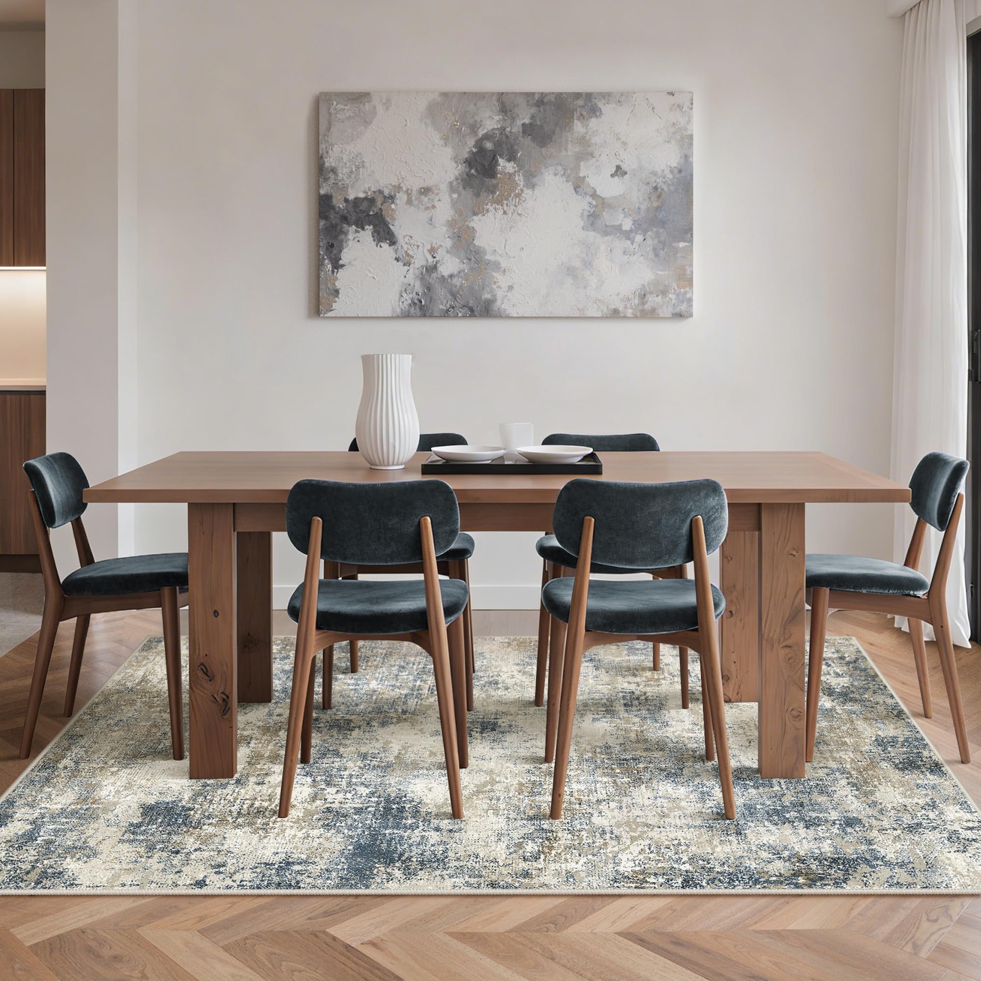 GENIMO Tapis de Salon Moderne Style Abstrait lavé, antidérapant et Doux, Tapis pour Salon, Tapis Entree Interieur, Chambre, Couloir,Brun, 160X230CM