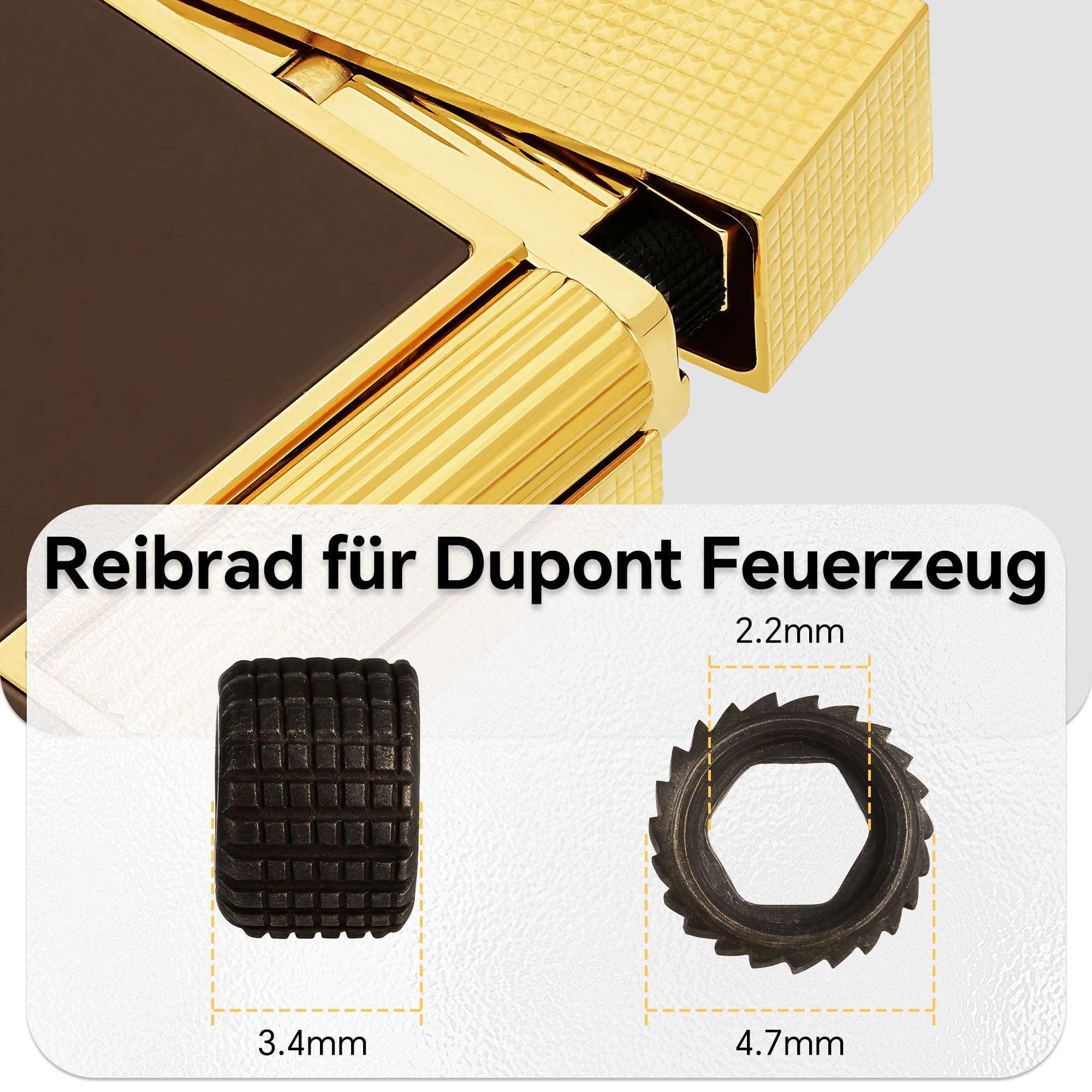 Reibrad & Krzemień zestaw do zapalniczki S.T. Dupont L2, części zamienne z 5 kółkami do zapalniczki i 50 sztuk kamieni zapłonowych 2,5 mm