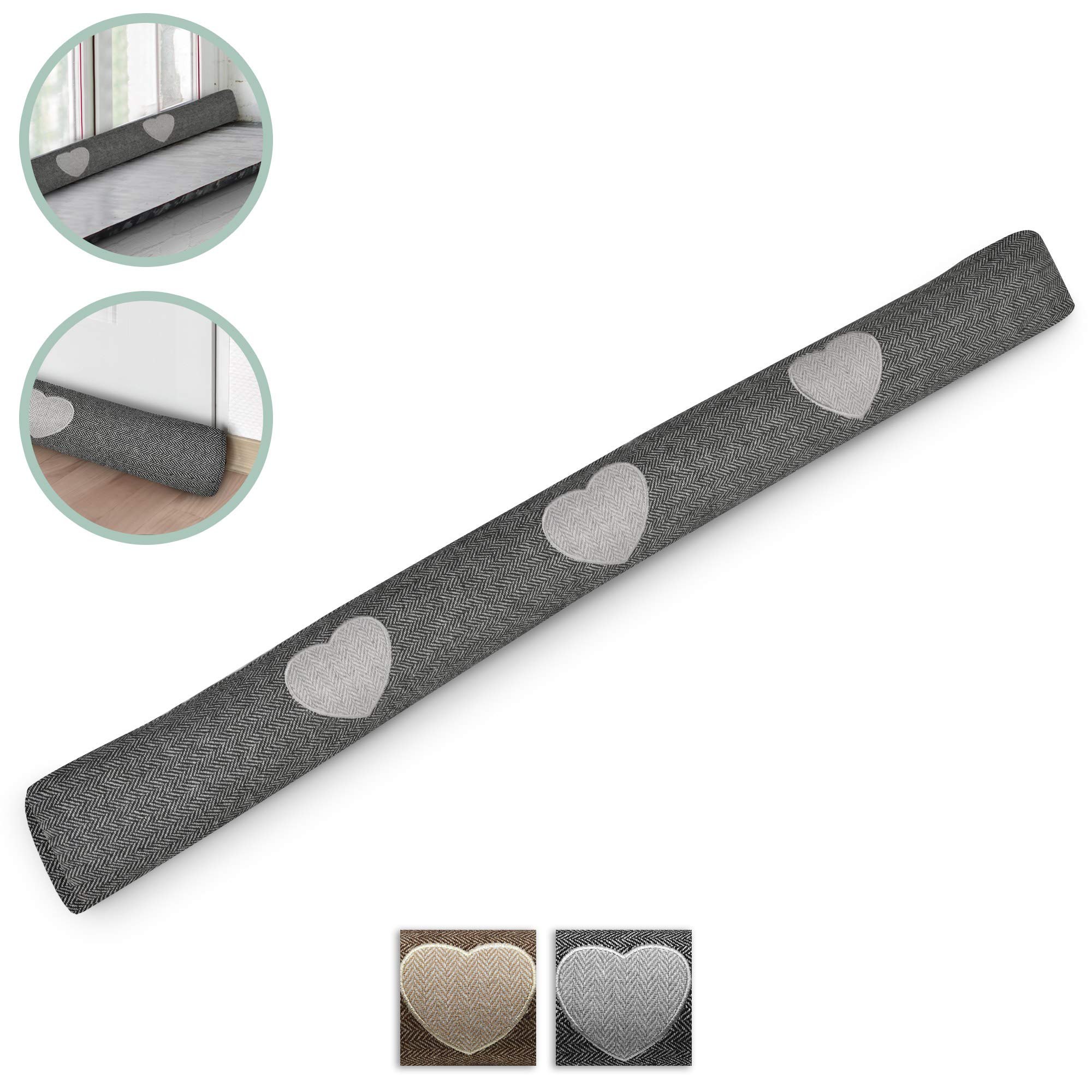 Beautissu Draught Excluder for Doors 120 cm Tuuli HR, 1,2kg Heavy Door Pillow Draft Wind Stopper for Windows - Image 2