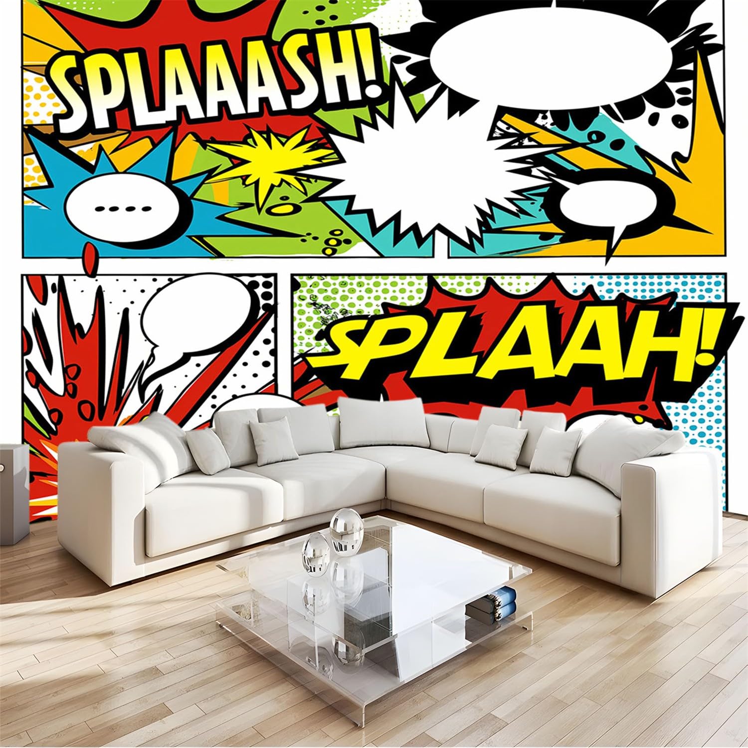 Tapeta murale szer. 118 x wys. 83 komiks pop art elementy 3D włóknina mural ścienny do sypialni salonu dekoracja ścian z kreskówek tło telewizora sofa naklejka ścienna (nie samoprzylepna)