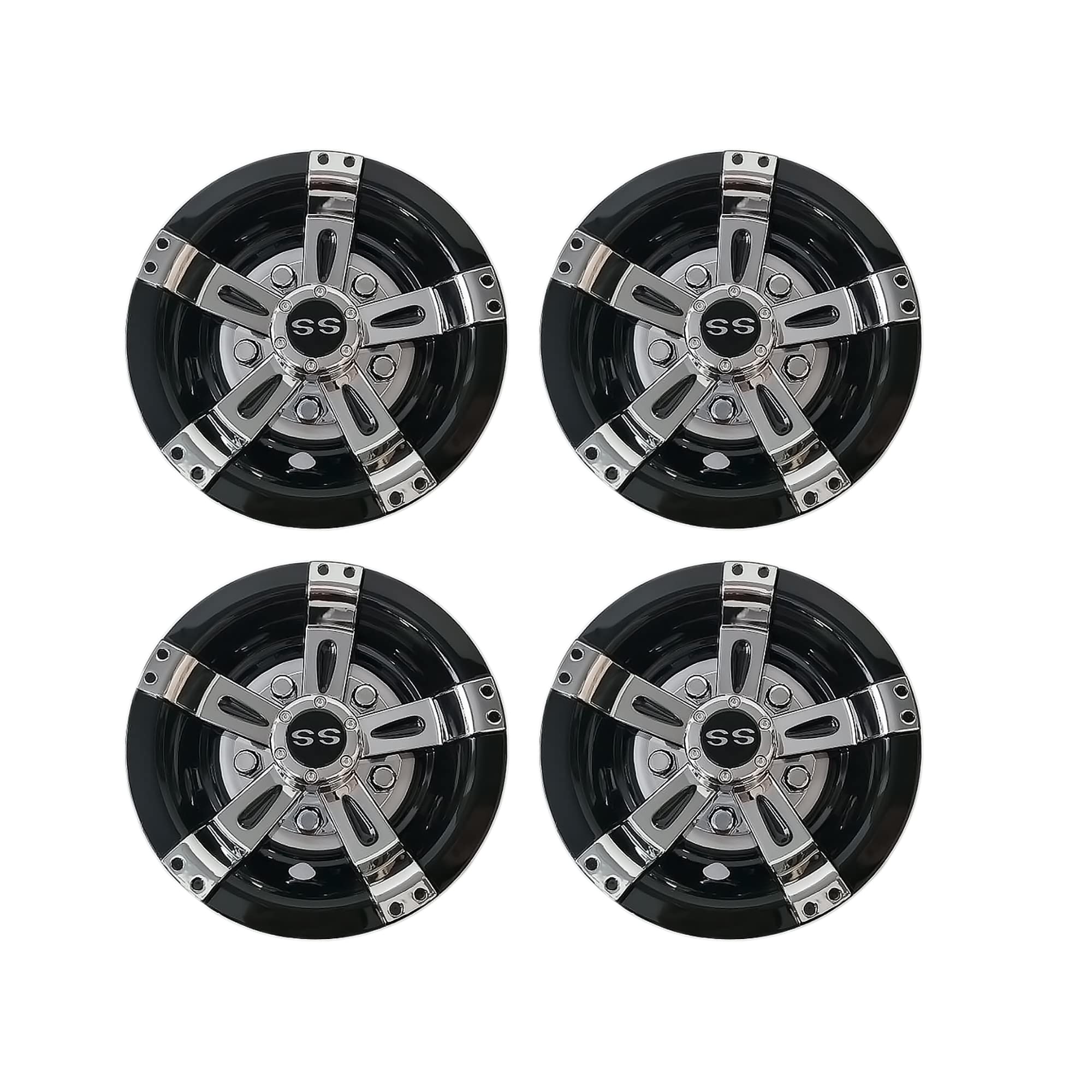 Photo 1 of GREENCHOOSY Golf Cart Wheel Covers Hub Caps Chrome and Black for EZGO Club Car Yamaha Universal 8" (Set of 4) Black_Chrome