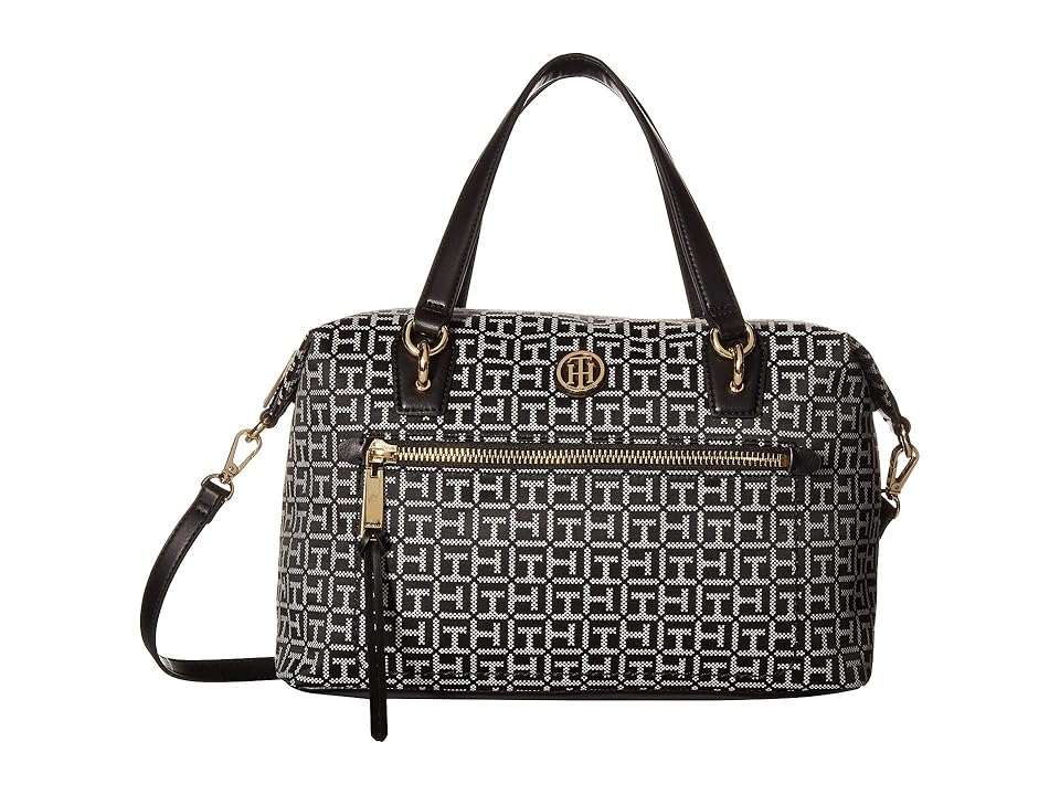 

Tommy Hilfiger Shannon Satchel (Black/White) Satchel Handbags