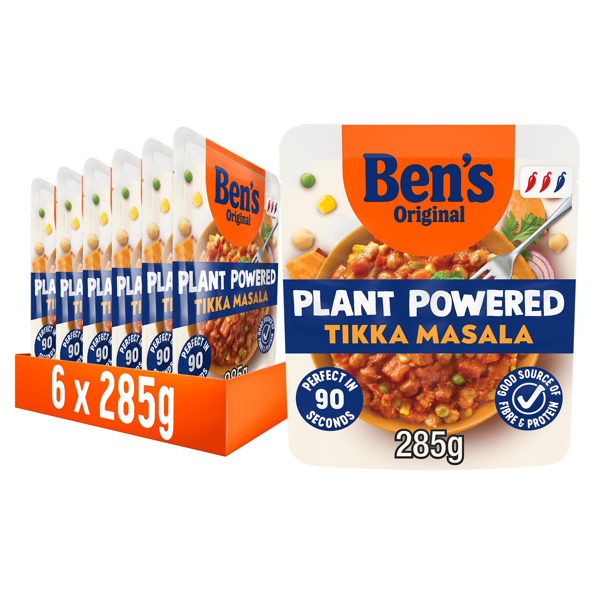 Ben’s Original Plant Powered Sweet Potato and Chickpea Tikka Masala Curry, Bulk Multipack 6 x 285 g pouches