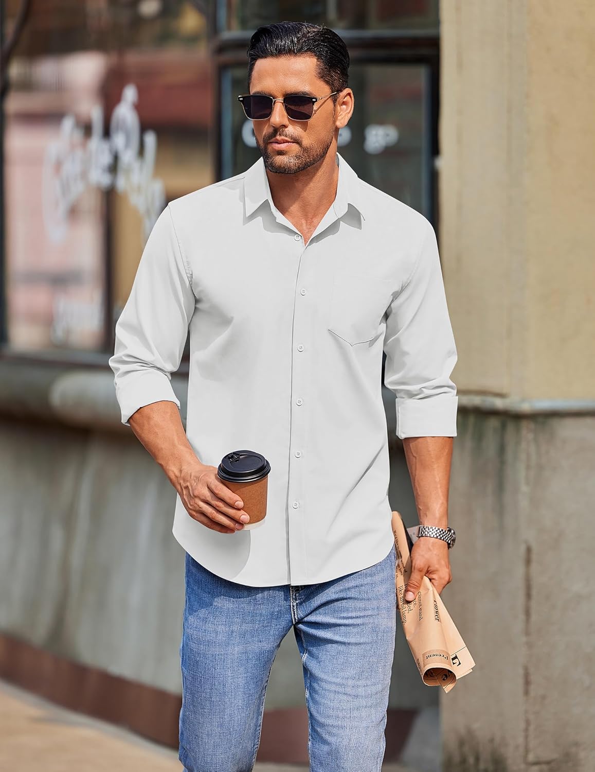 COOFANDY Mens Long Sleeve Button Down Shirts Casual Untucked Shirts for Men Dress Shirts Beach Wedding Shirts - Image 2