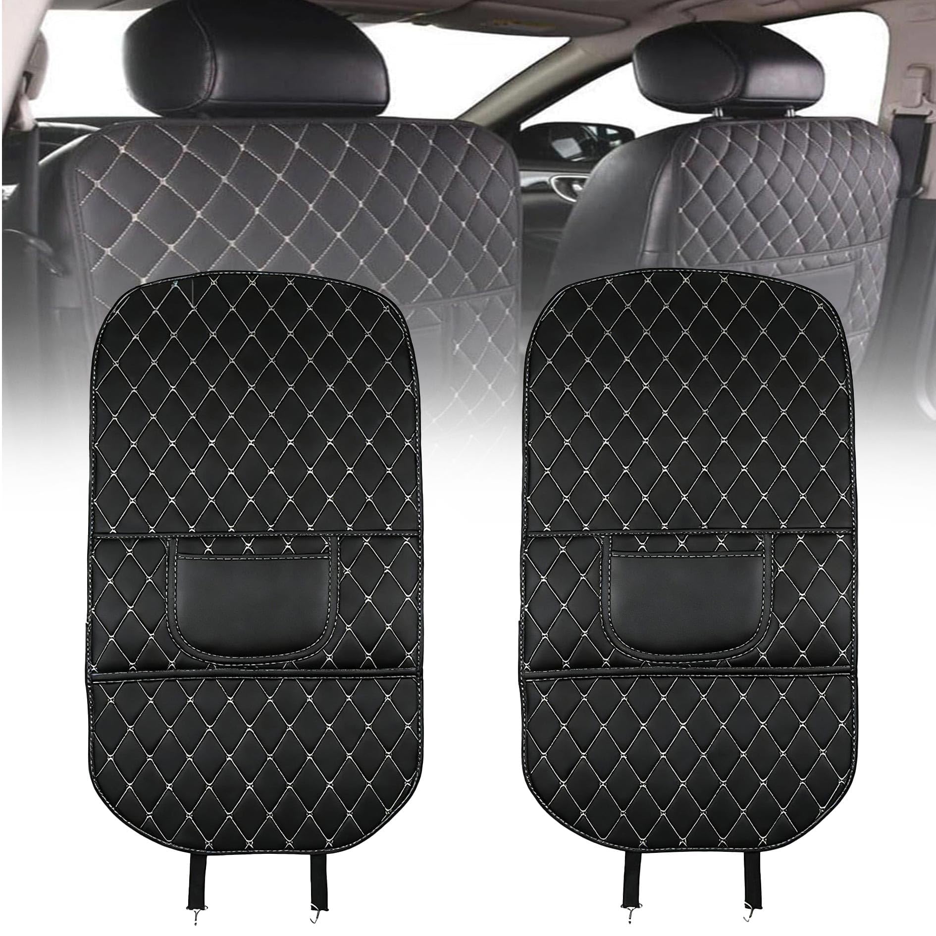 VAPORVERSE 2 Pack Car Seat Back Protectors for Dacia Logan II MCV Stepway 2017-2020, Kick Mats Waterproof Heavy-Duty 600D Oxford Fabric Backseat Organizers with Pocket Storage,Black